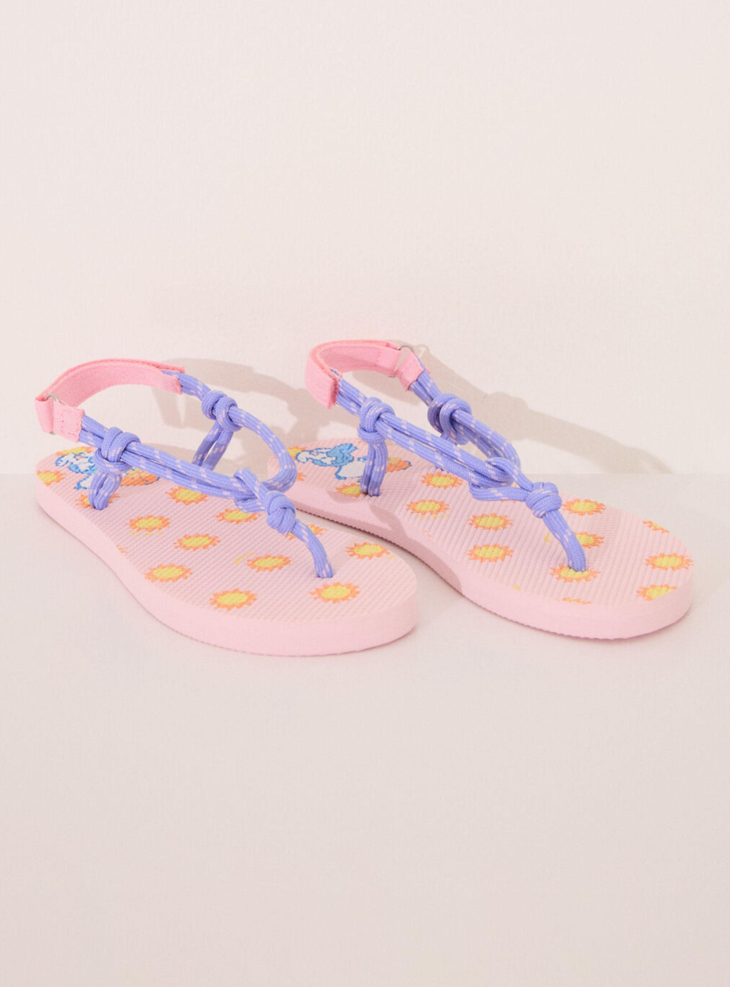 Sandalias Tiras Morado y Snoopy-2