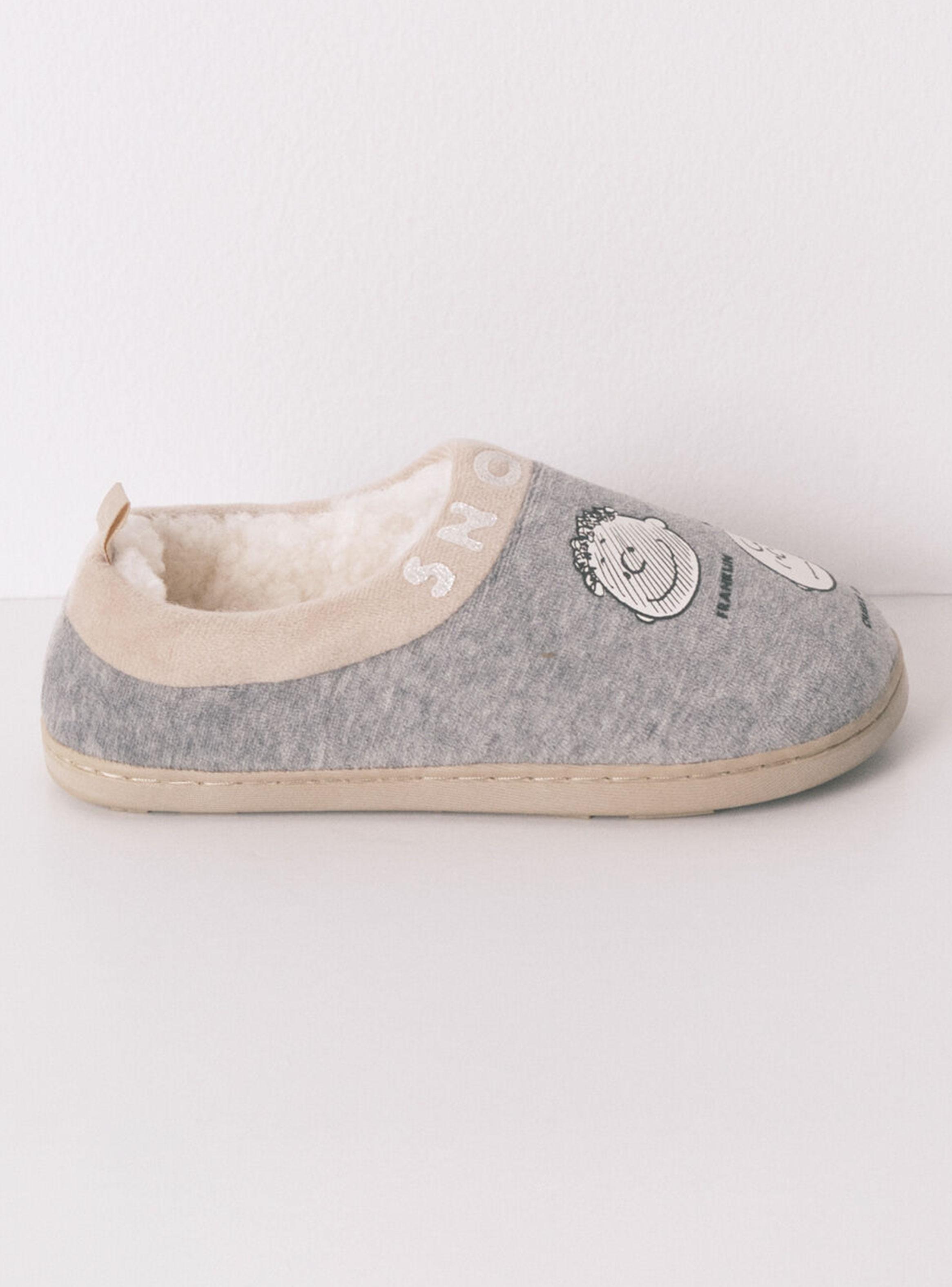 Pantuflas Zapatillas Casa Gris Snoopy-1