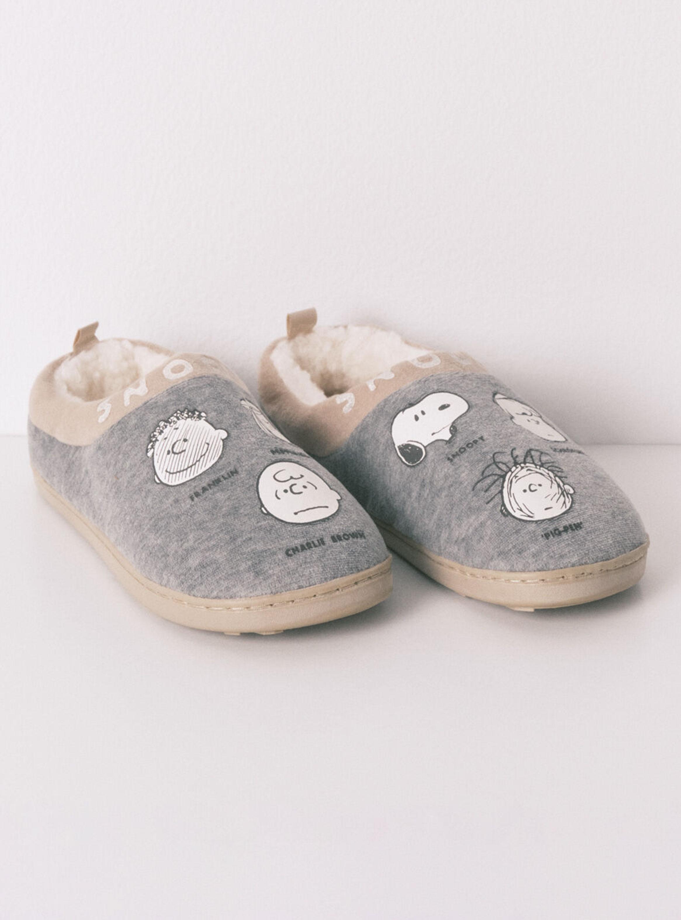 Pantuflas Zapatillas Casa Gris Snoopy-2
