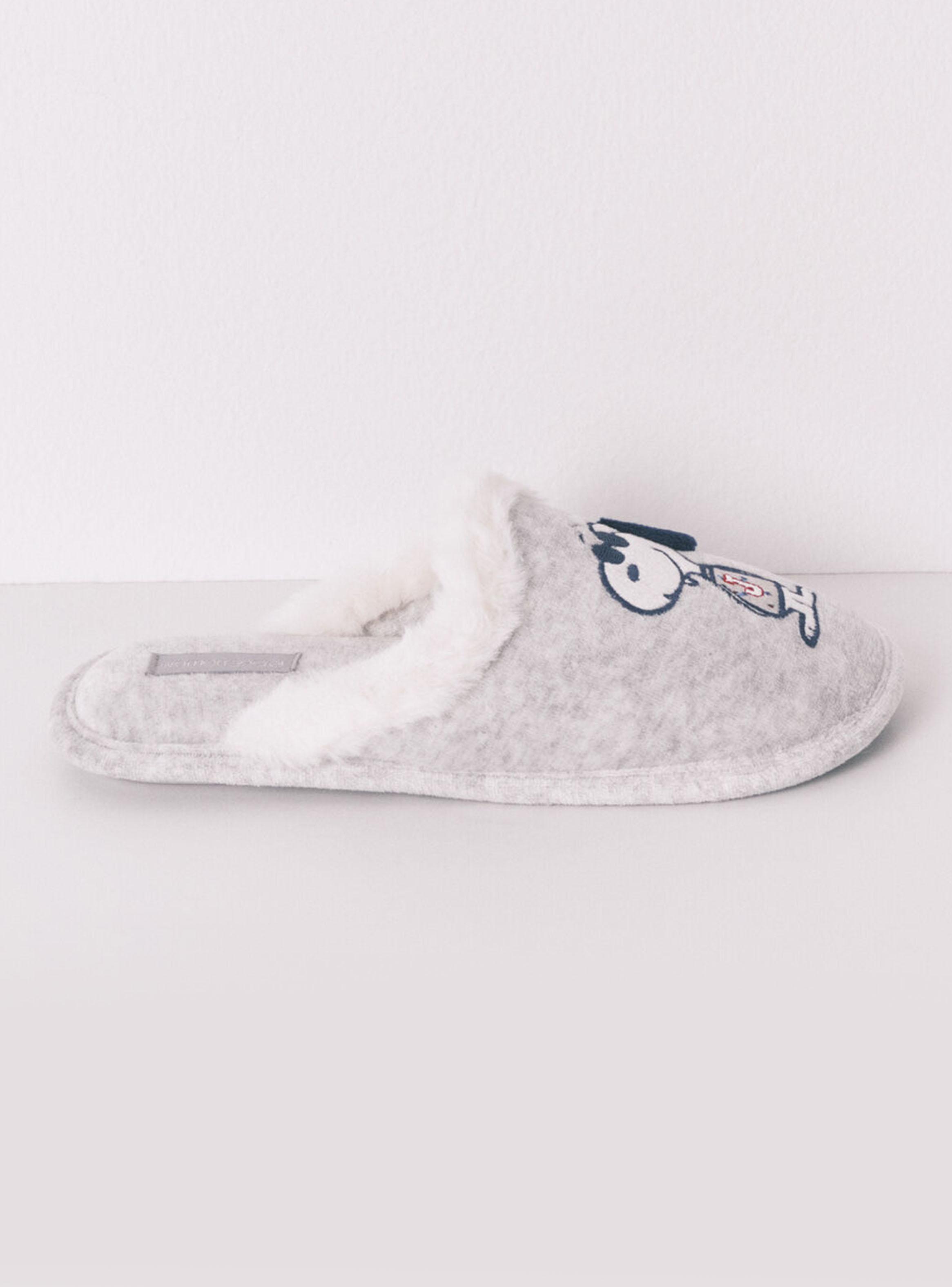 Pantuflas Casa Snoopy Gris Oscuro-1