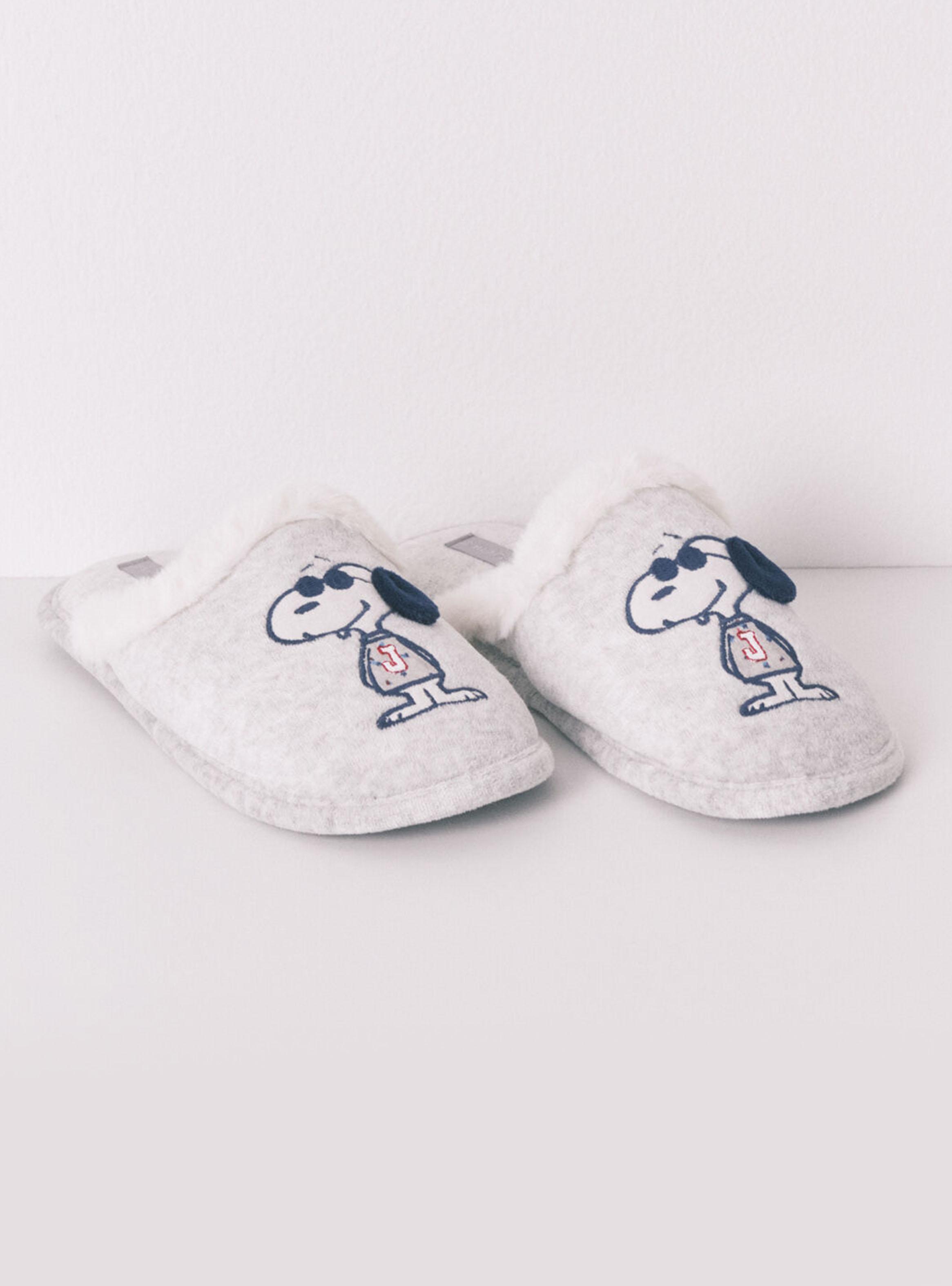 Pantuflas Casa Snoopy Gris Oscuro-2