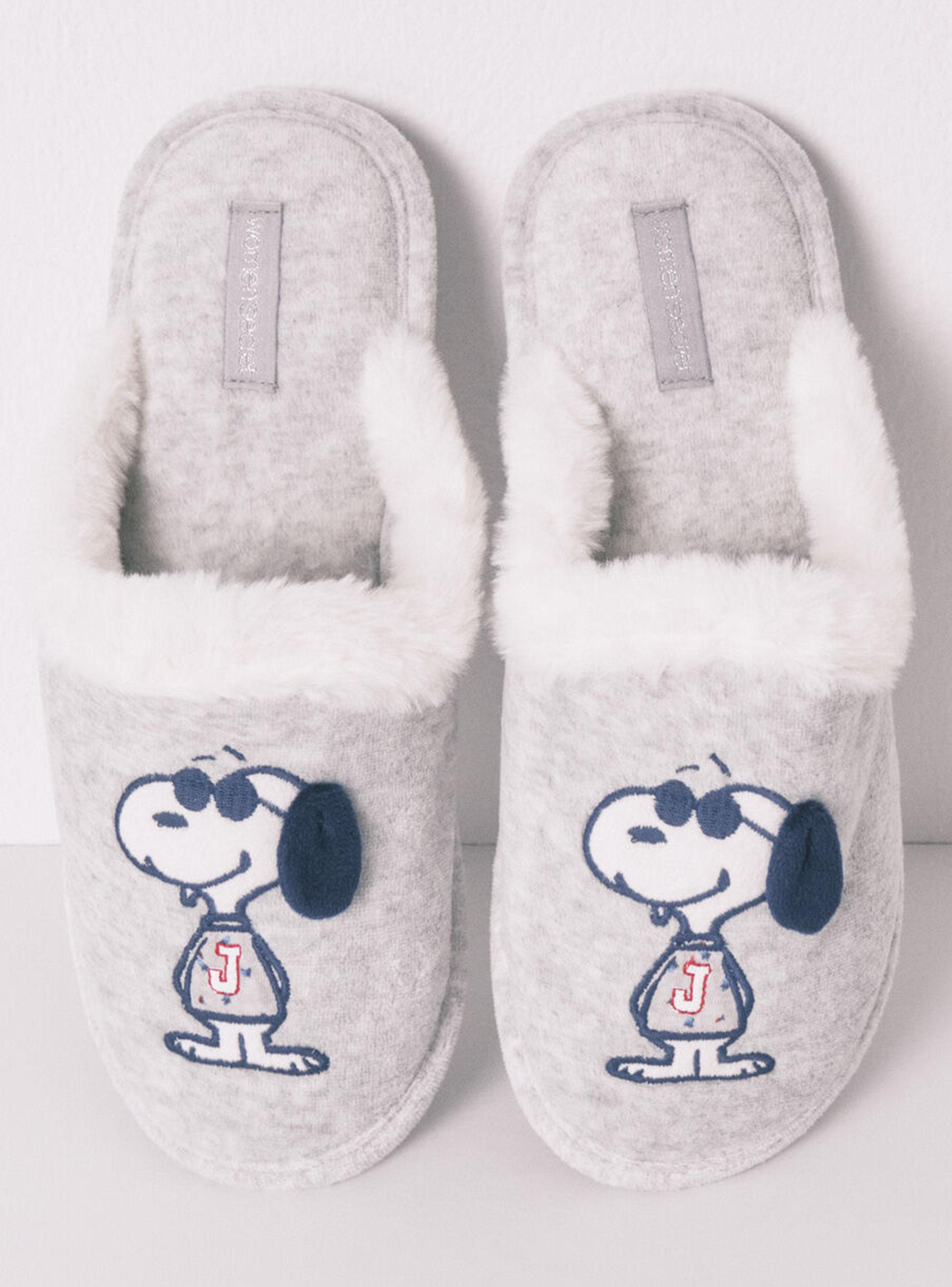 Pantuflas Casa Snoopy Gris Oscuro-0