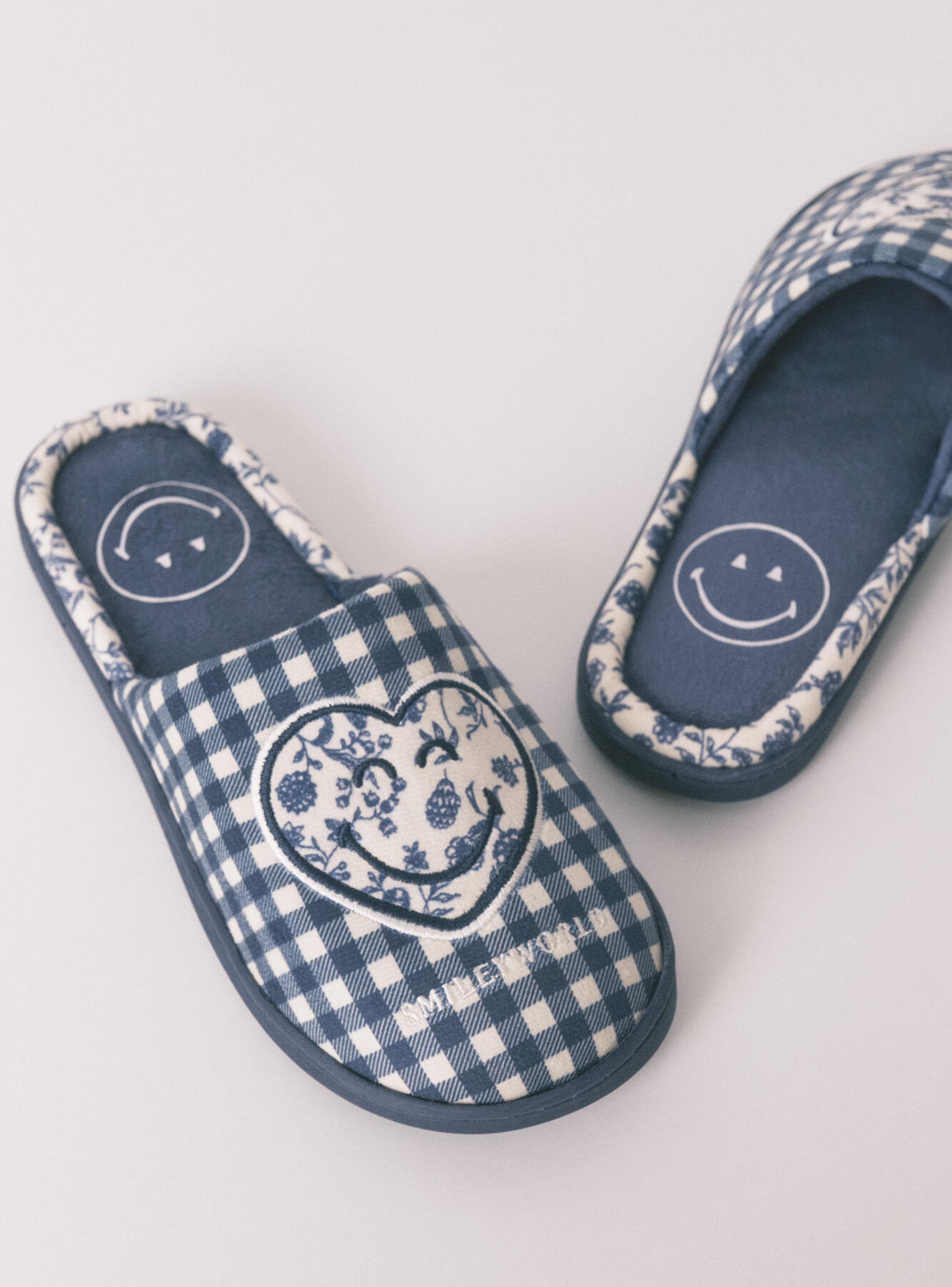 Pantuflas Smileyworld® Cuadros Vichy Azul-4