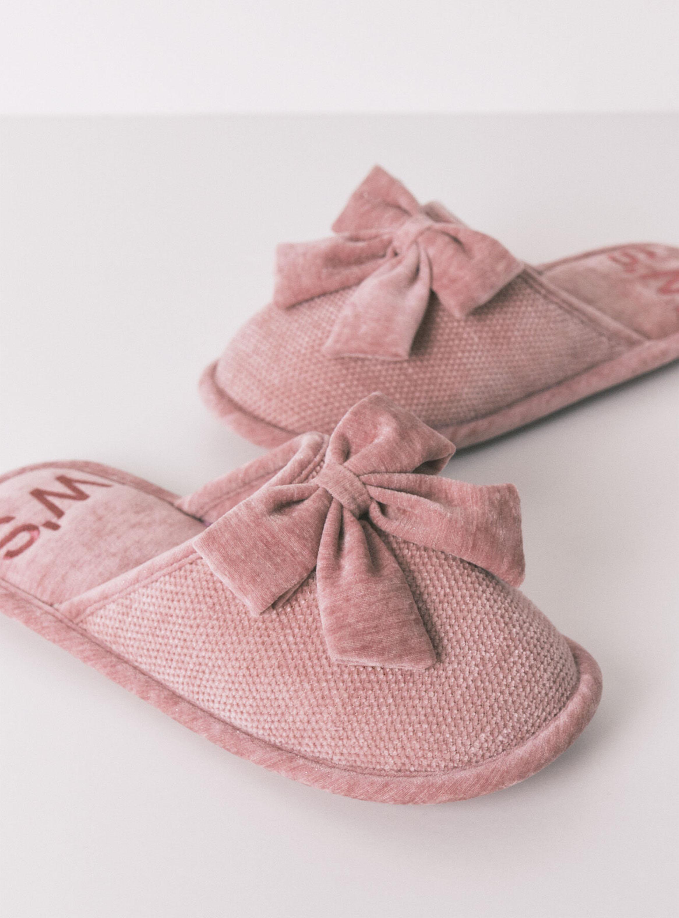 Pantuflas Cerradas Chenilla Rosa-4
