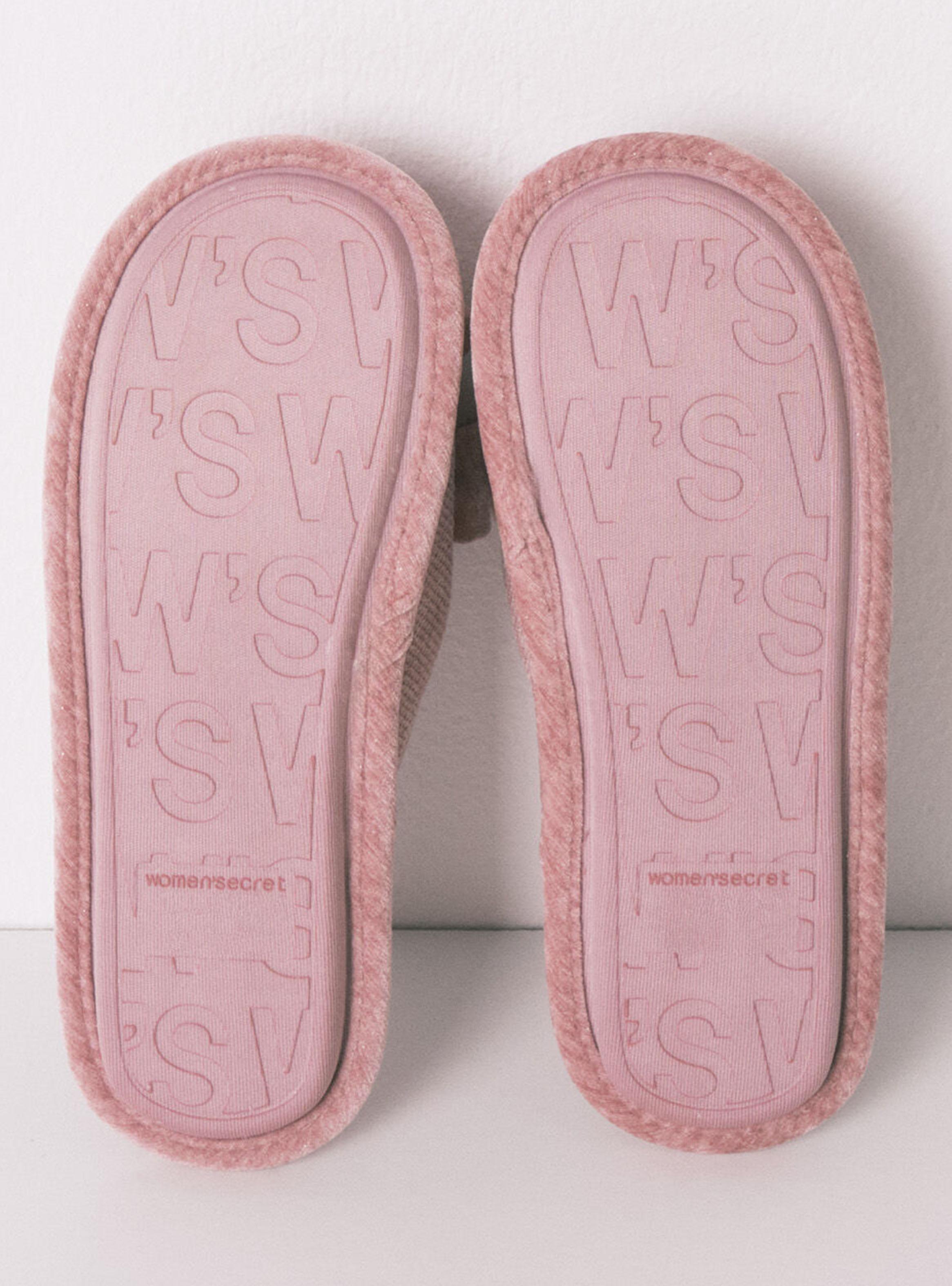 Pantuflas Cerradas Chenilla Rosa-3