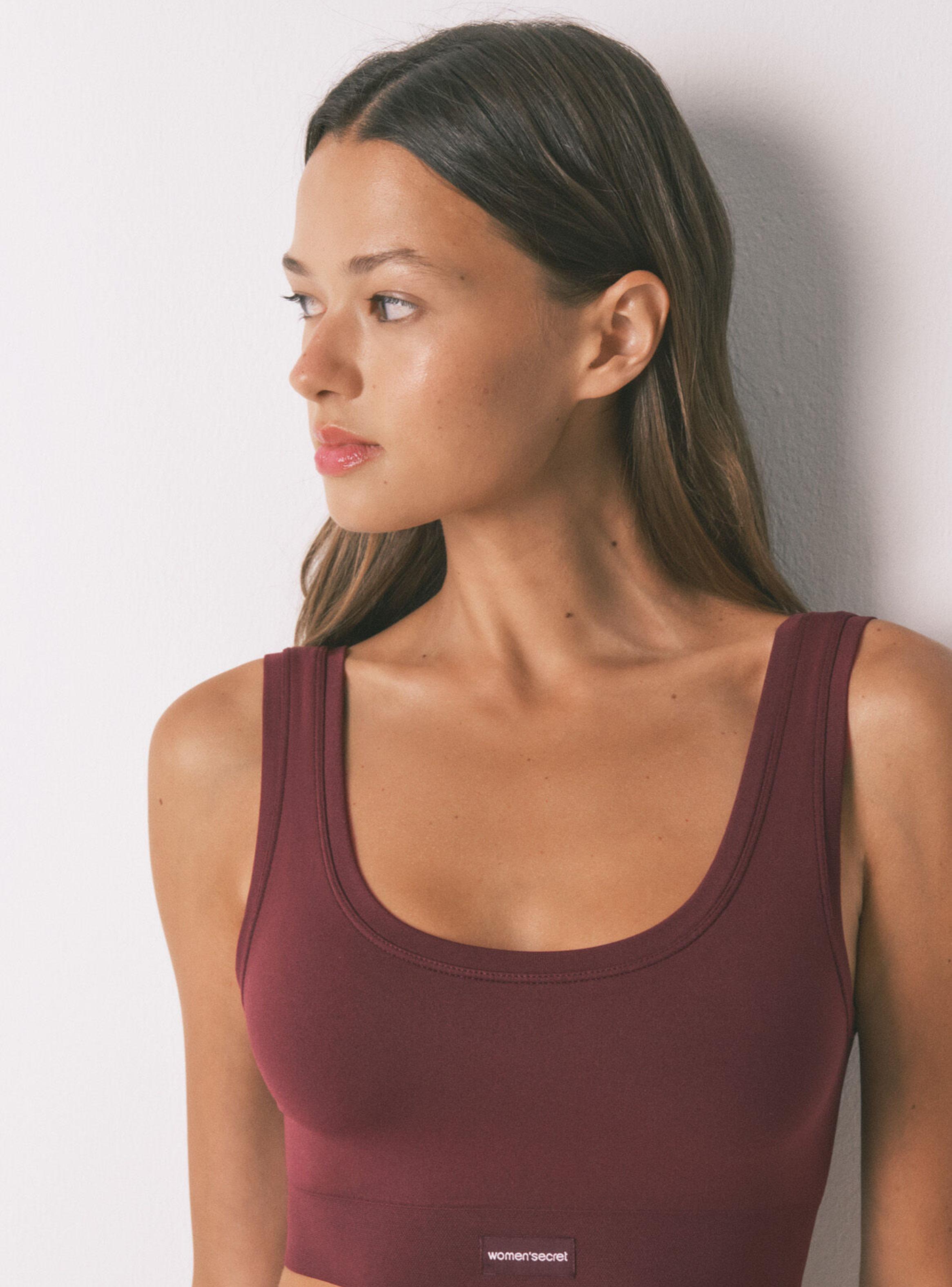 Top Reversible Lovely sin Costuras Burdeo-2