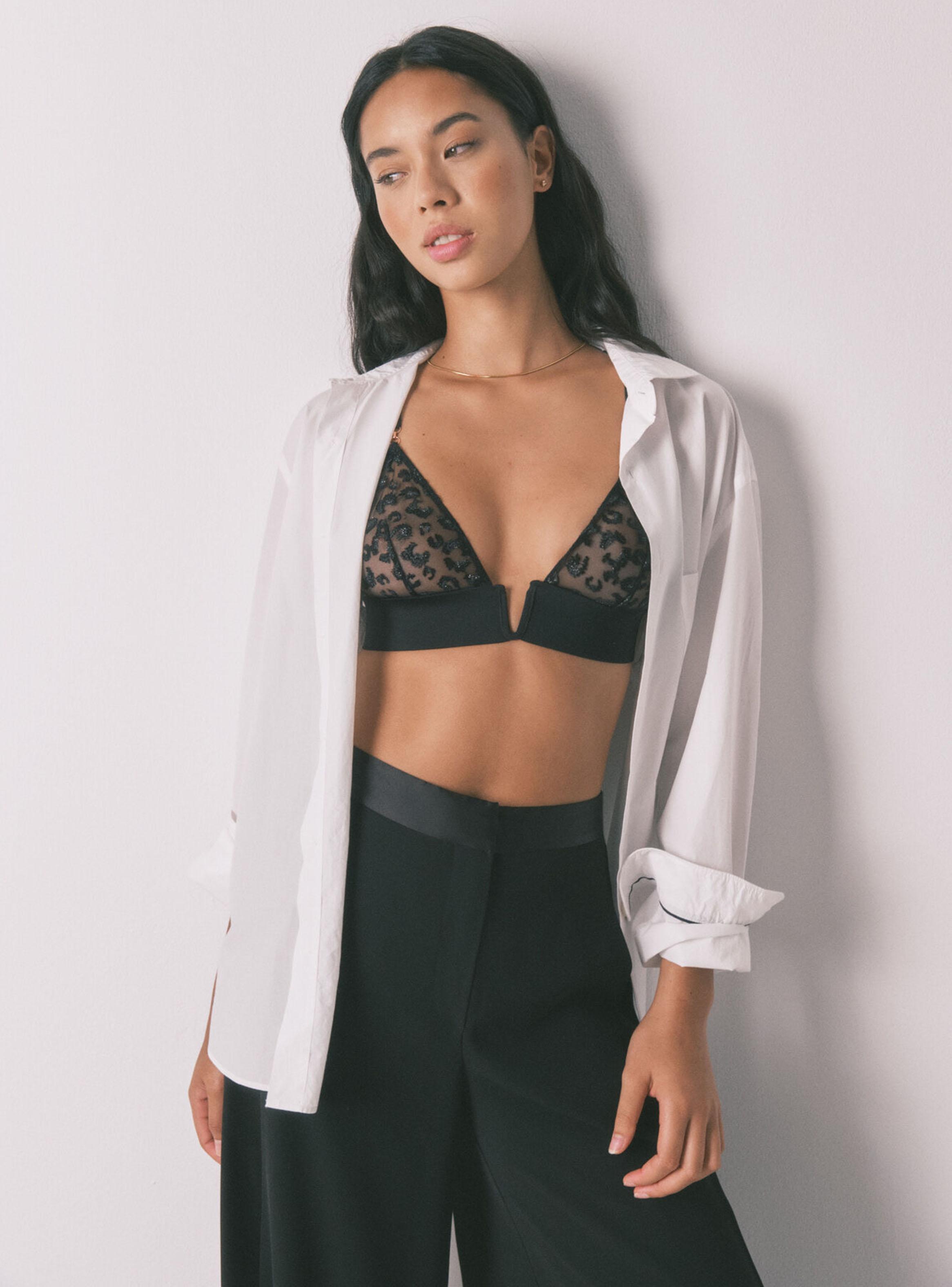 Sostén Tul Bordado Metálico Negro-4