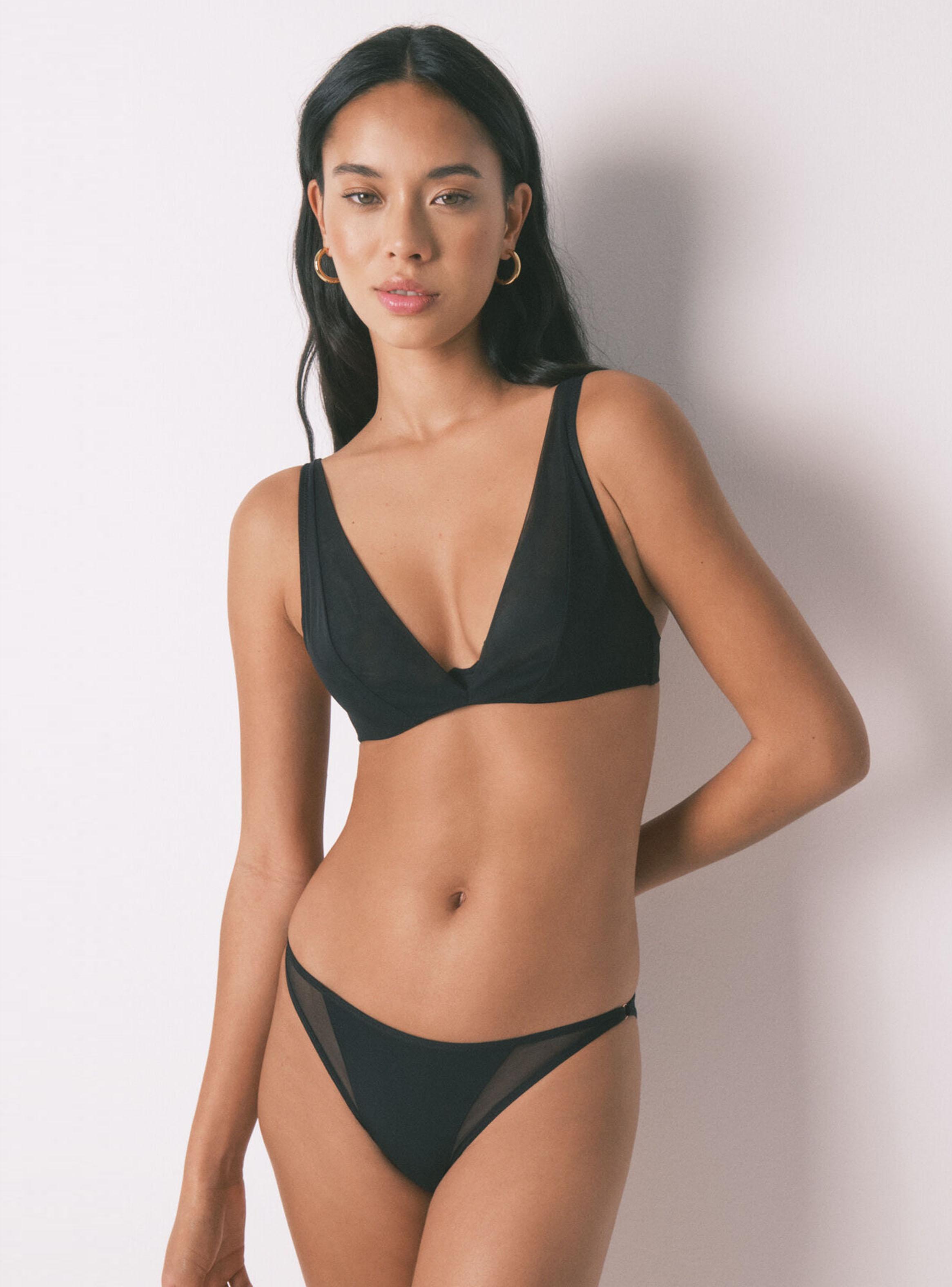 Sostén Corte Halter Tul Negro Cierre Especial-4