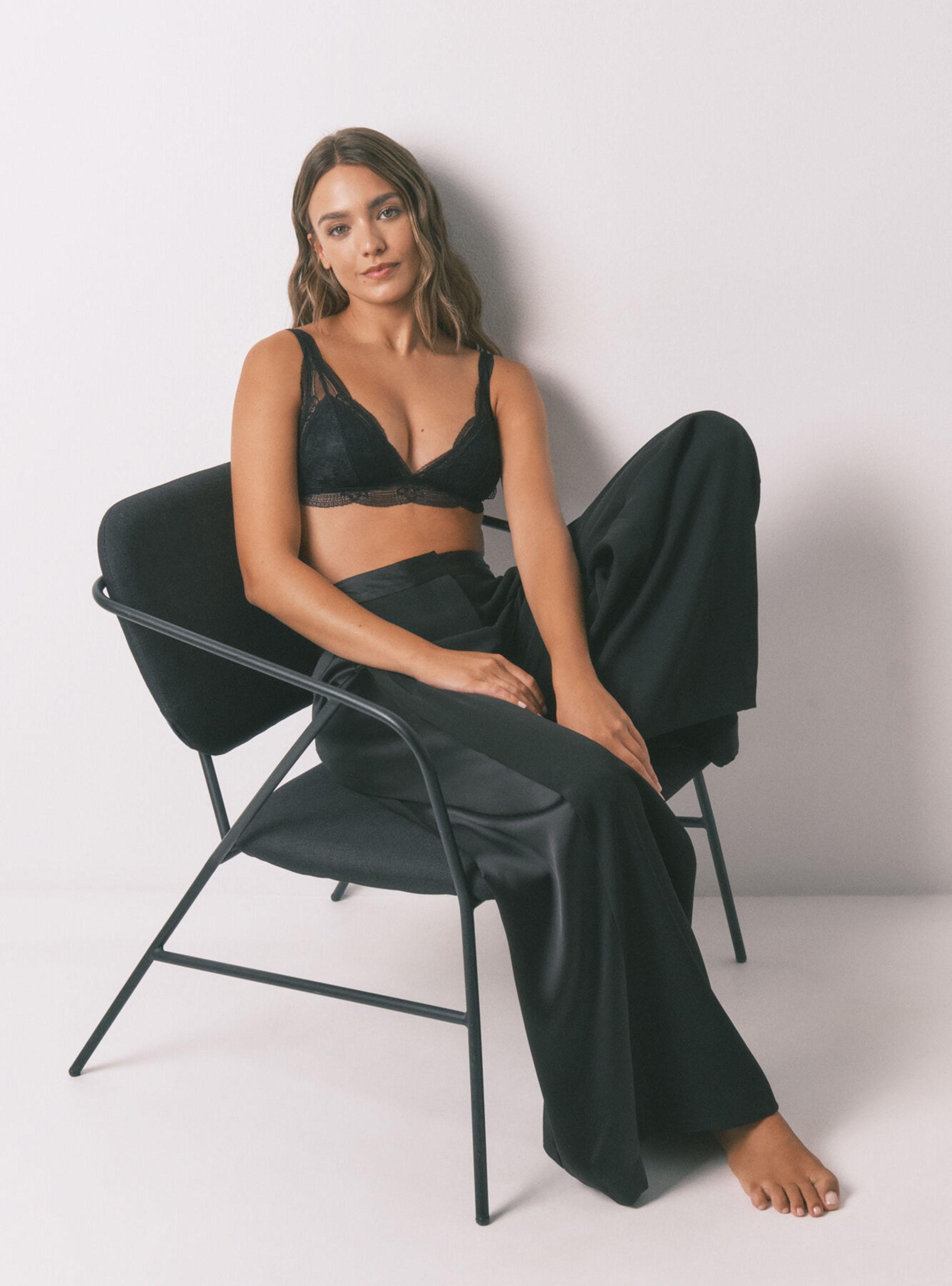 Sostén Halter Lovely Relleno Encaje Negro-4