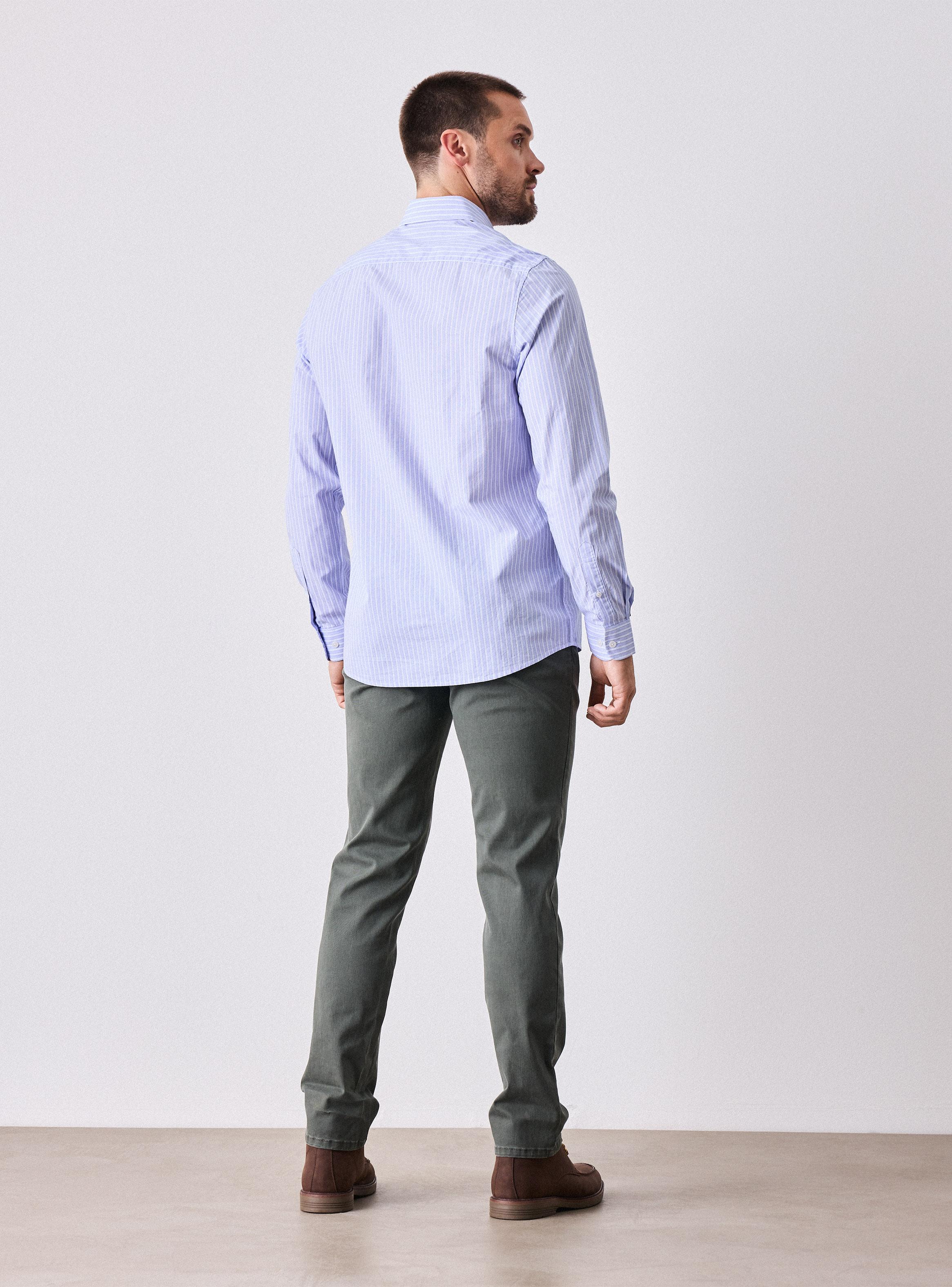 Camisa Manga Larga Vestir Poplin Doble Lineas-5