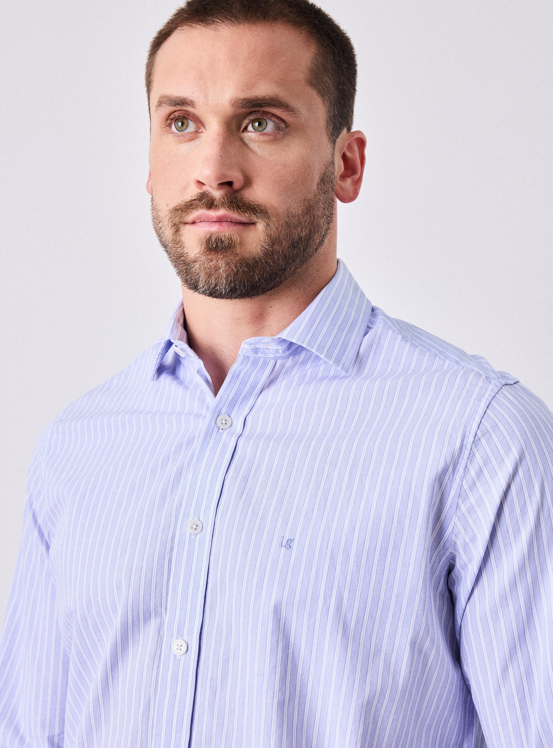 Camisa Manga Larga Vestir Poplin Doble Lineas-2