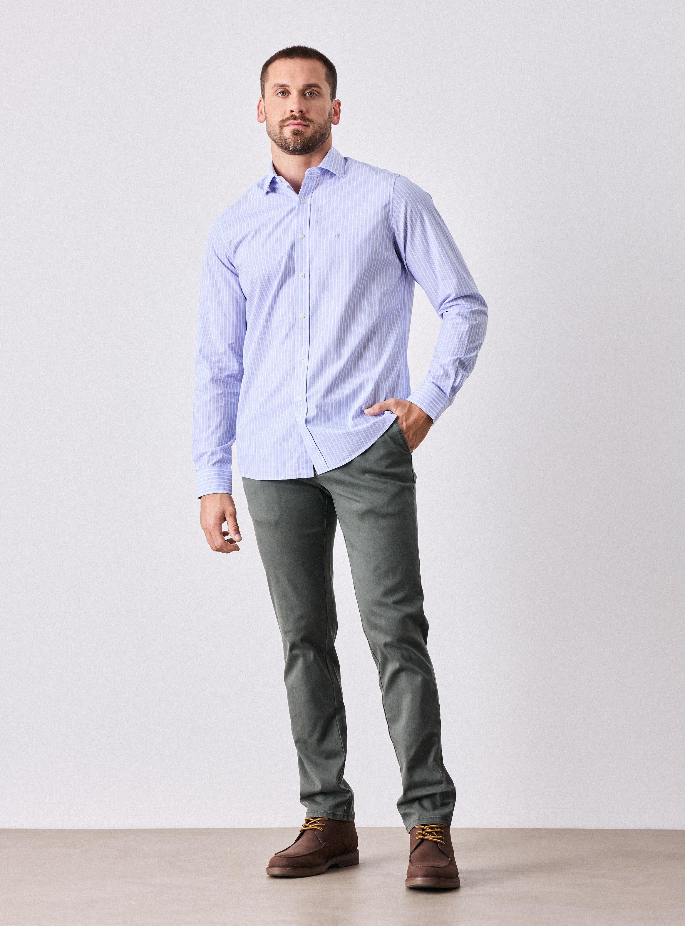 Camisa Manga Larga Vestir Poplin Doble Lineas-4