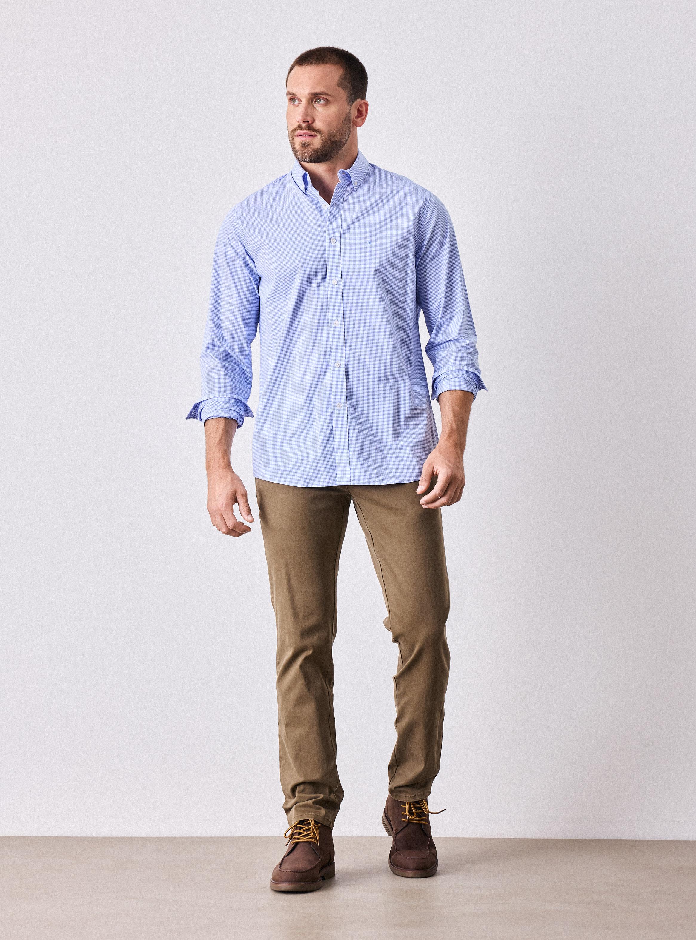 Camisa Manga Larga Vestir Poplin Cuadros-4