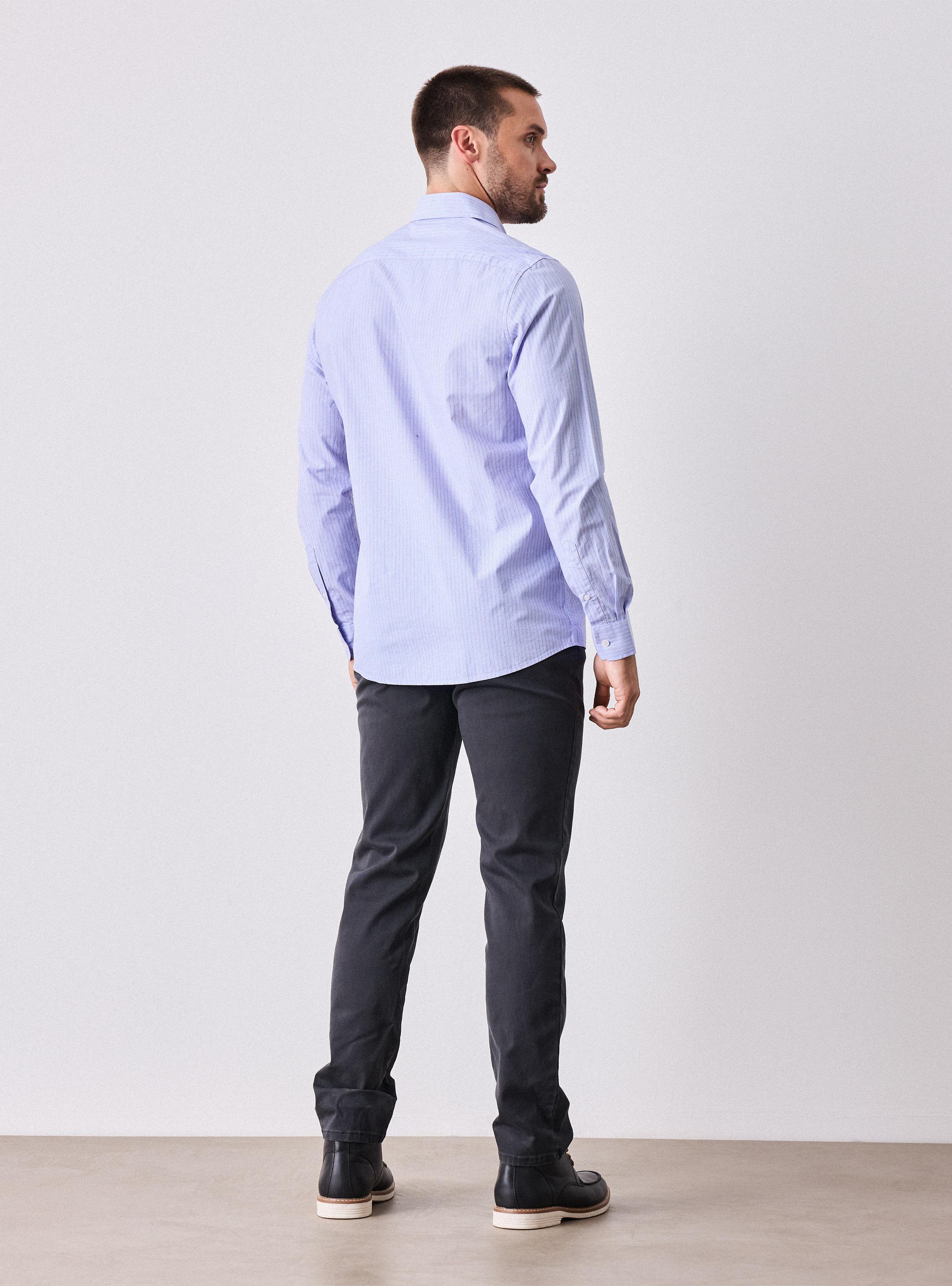 Camisa Manga Larga Vestir Poplin Rayas-5