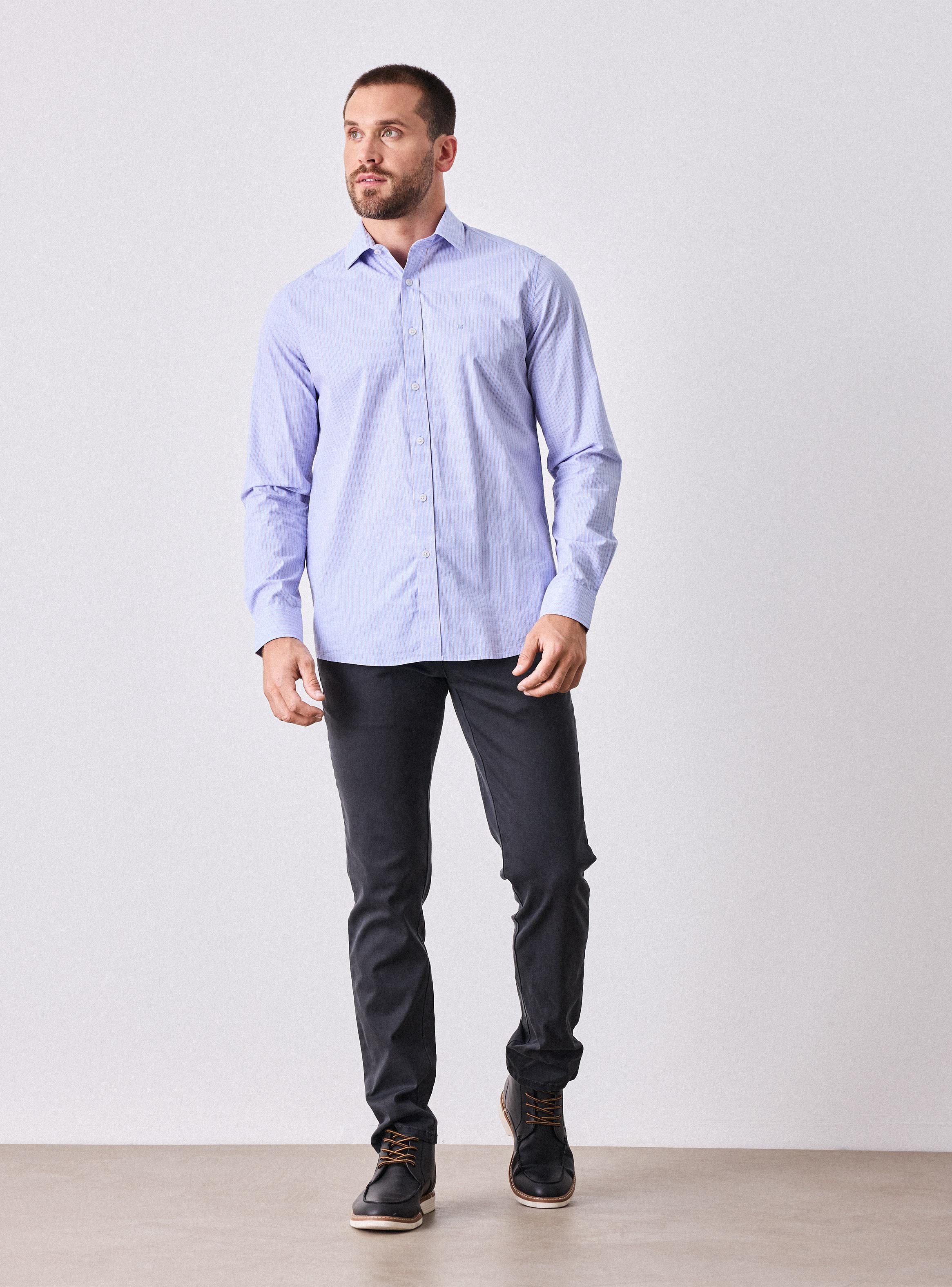 Camisa Manga Larga Vestir Poplin Rayas-4