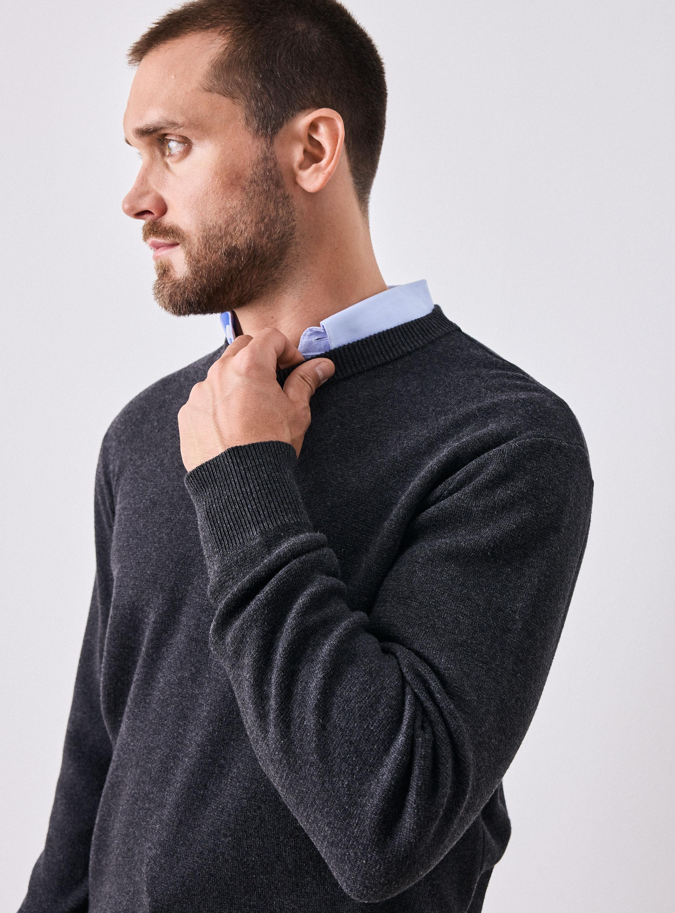 Sweater Cuello Redondo Doble Tela Grueso Algodón-2