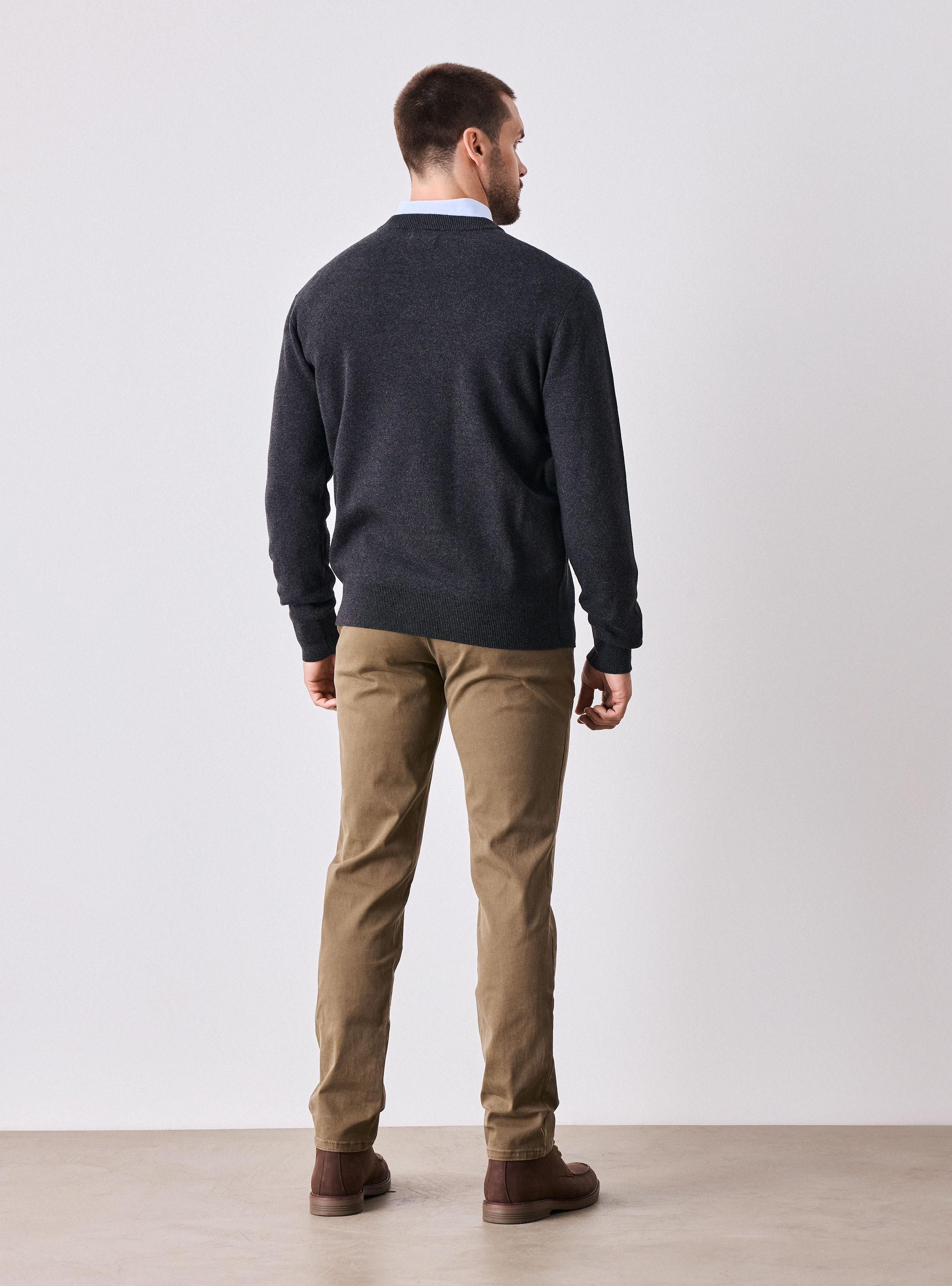 Sweater Cuello Redondo Doble Tela Grueso Algodón-5