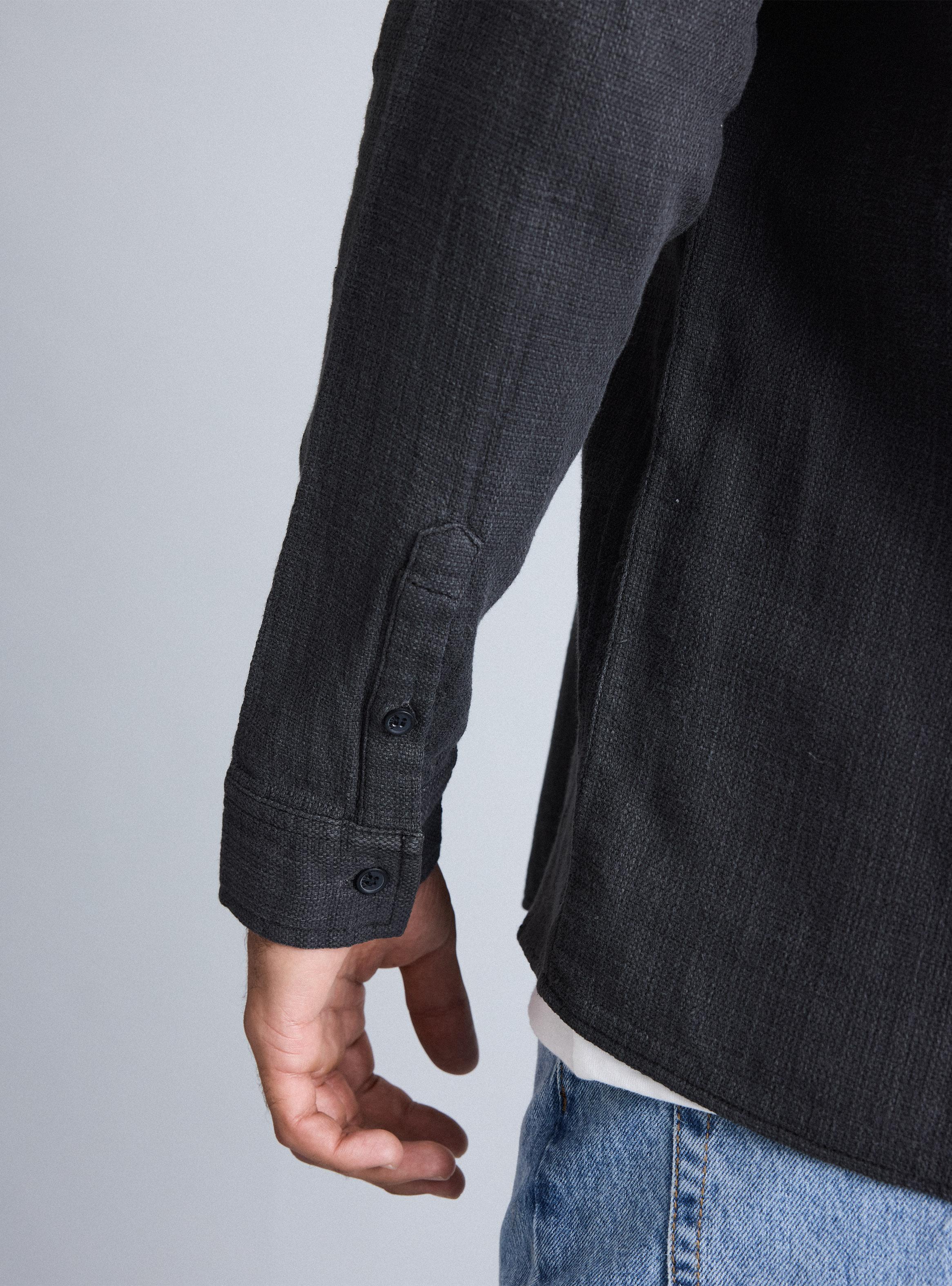 Camisa Manga Larga Tela Rustica Lavada-3