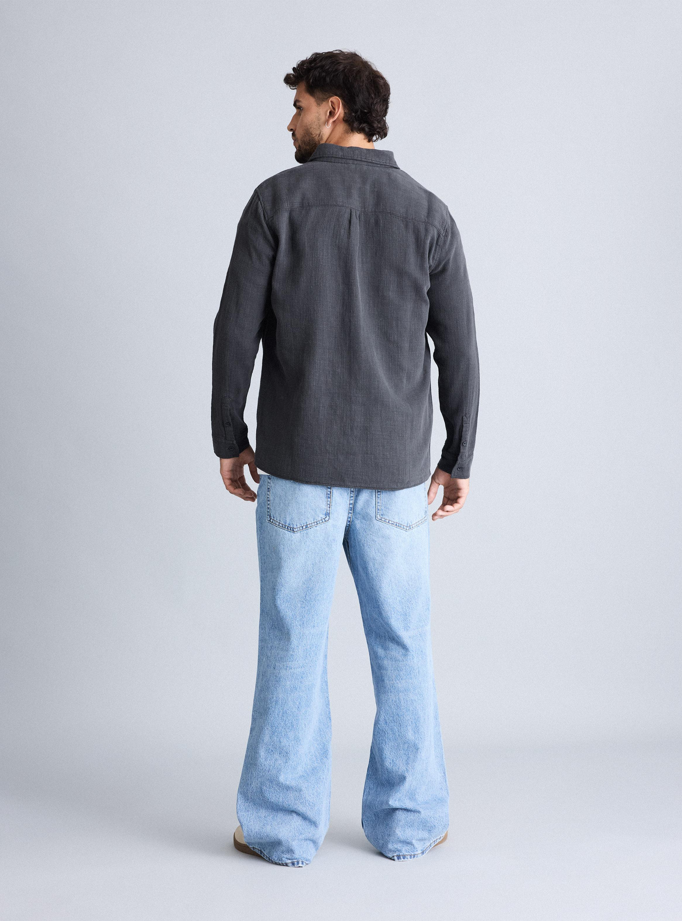Camisa Manga Larga Tela Rustica Lavada-5
