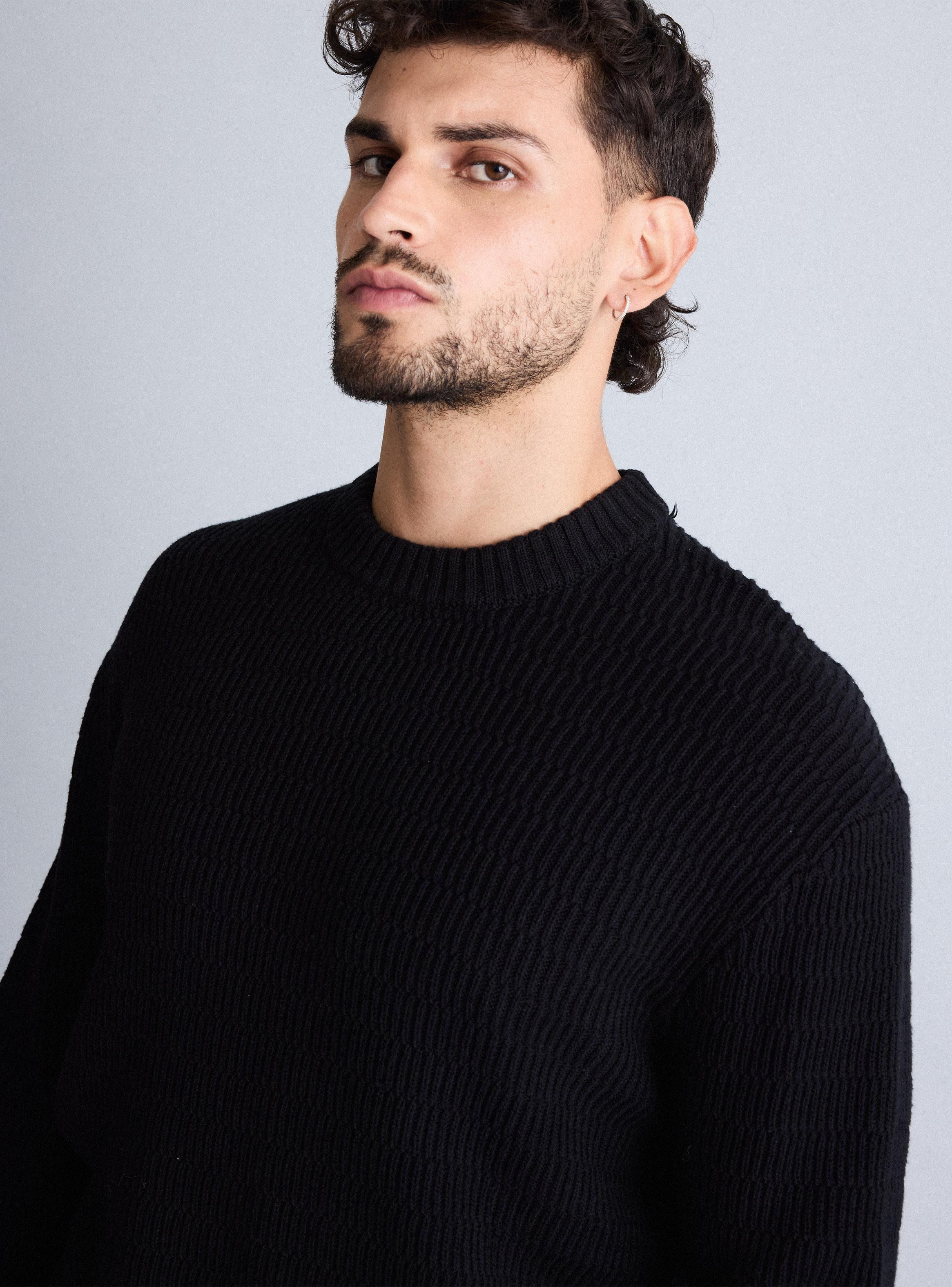 Sweater Cuello Redondo Punto Cuadros-2