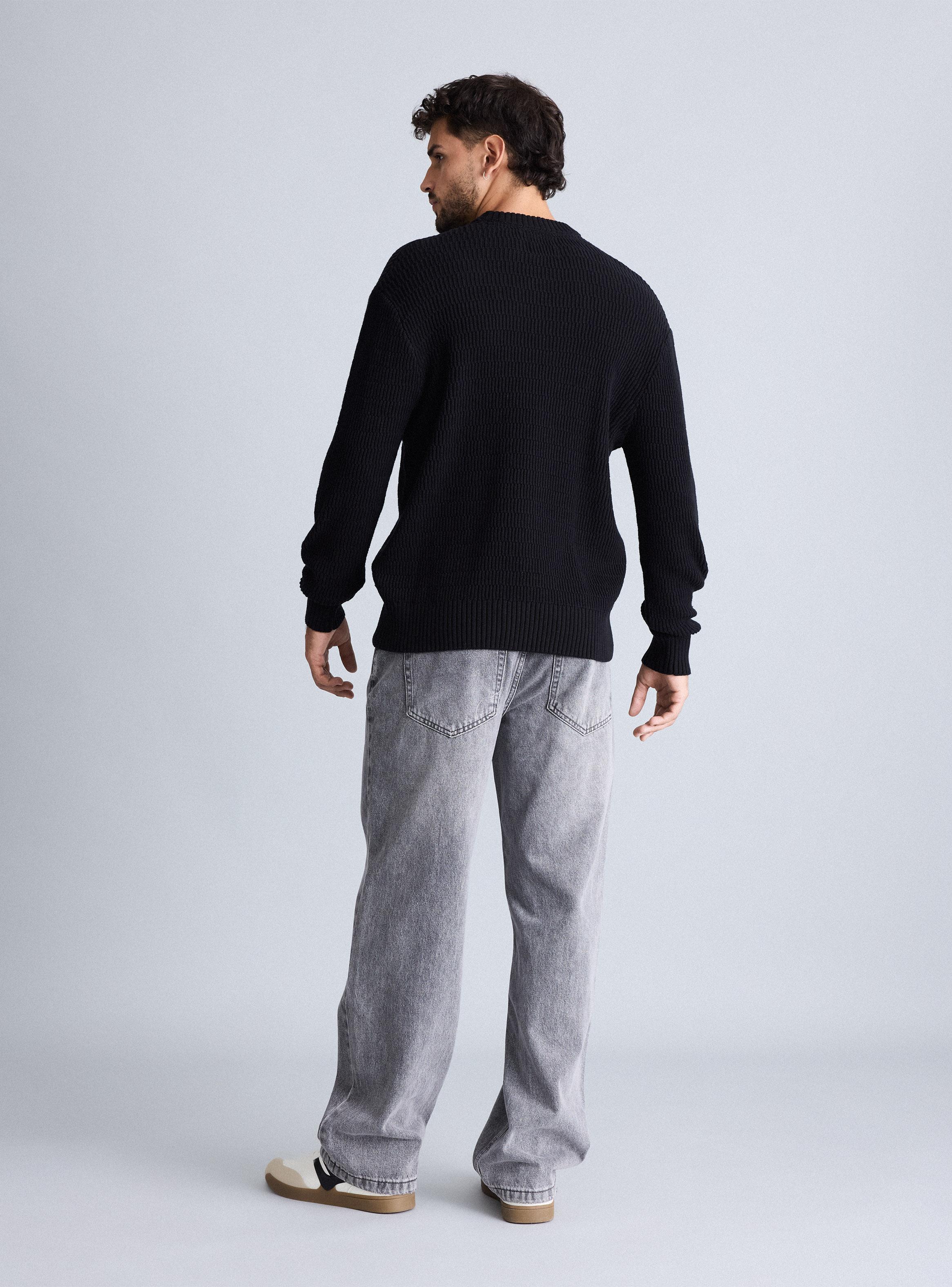 Sweater Cuello Redondo Punto Cuadros-5