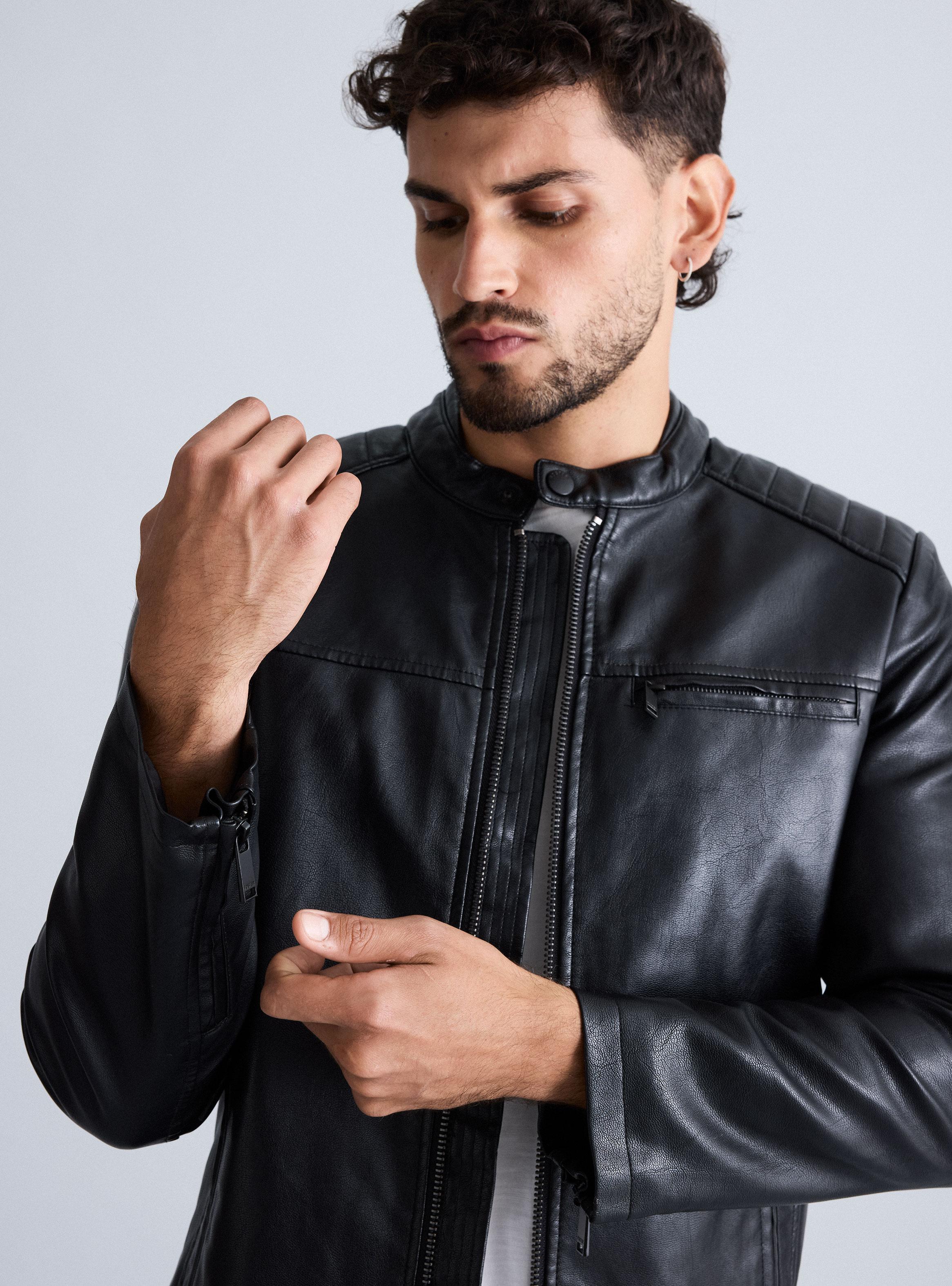 Chaqueta Cuero Sintético Liso-2