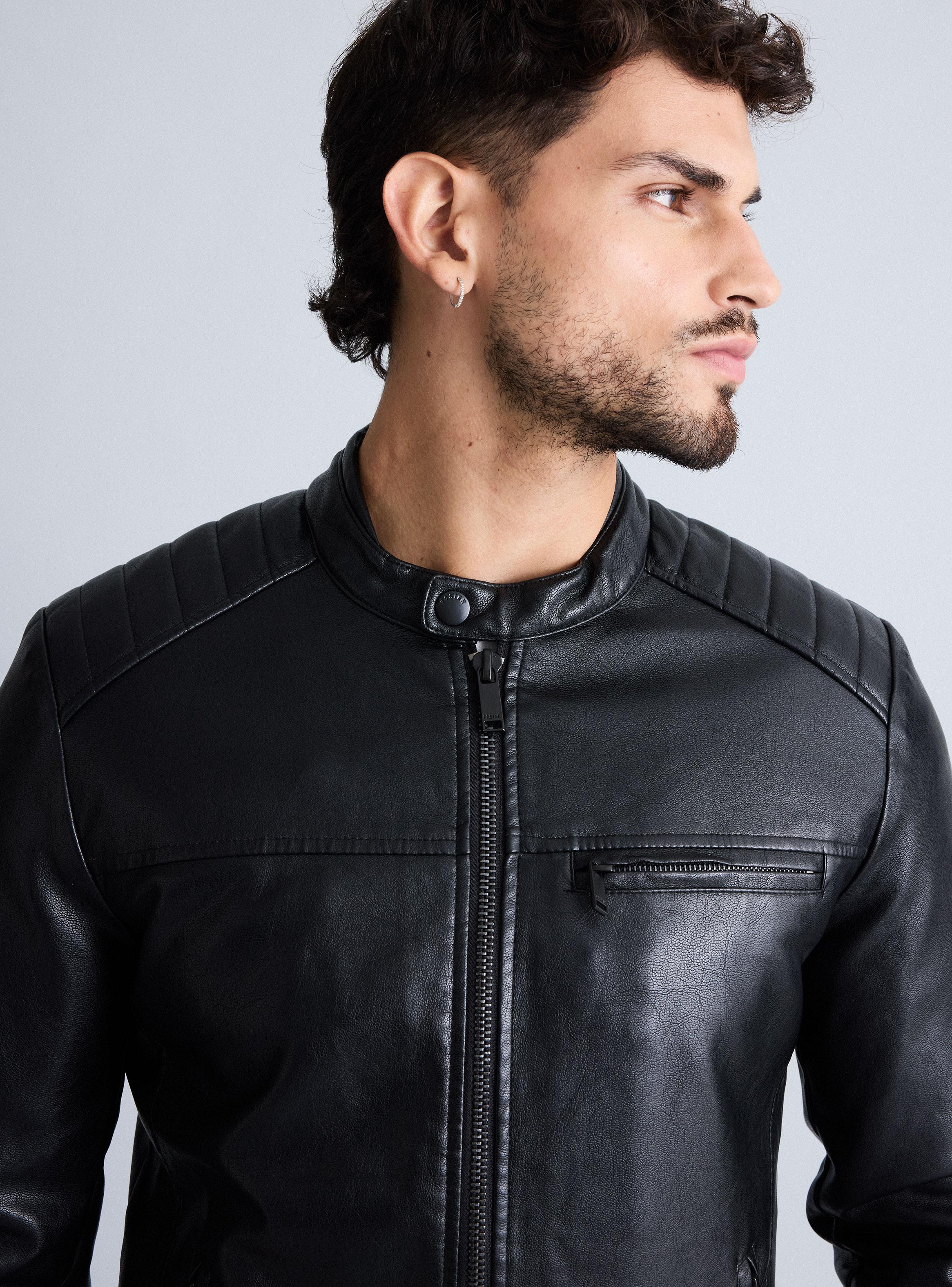 Chaqueta Cuero Sintético Liso-3