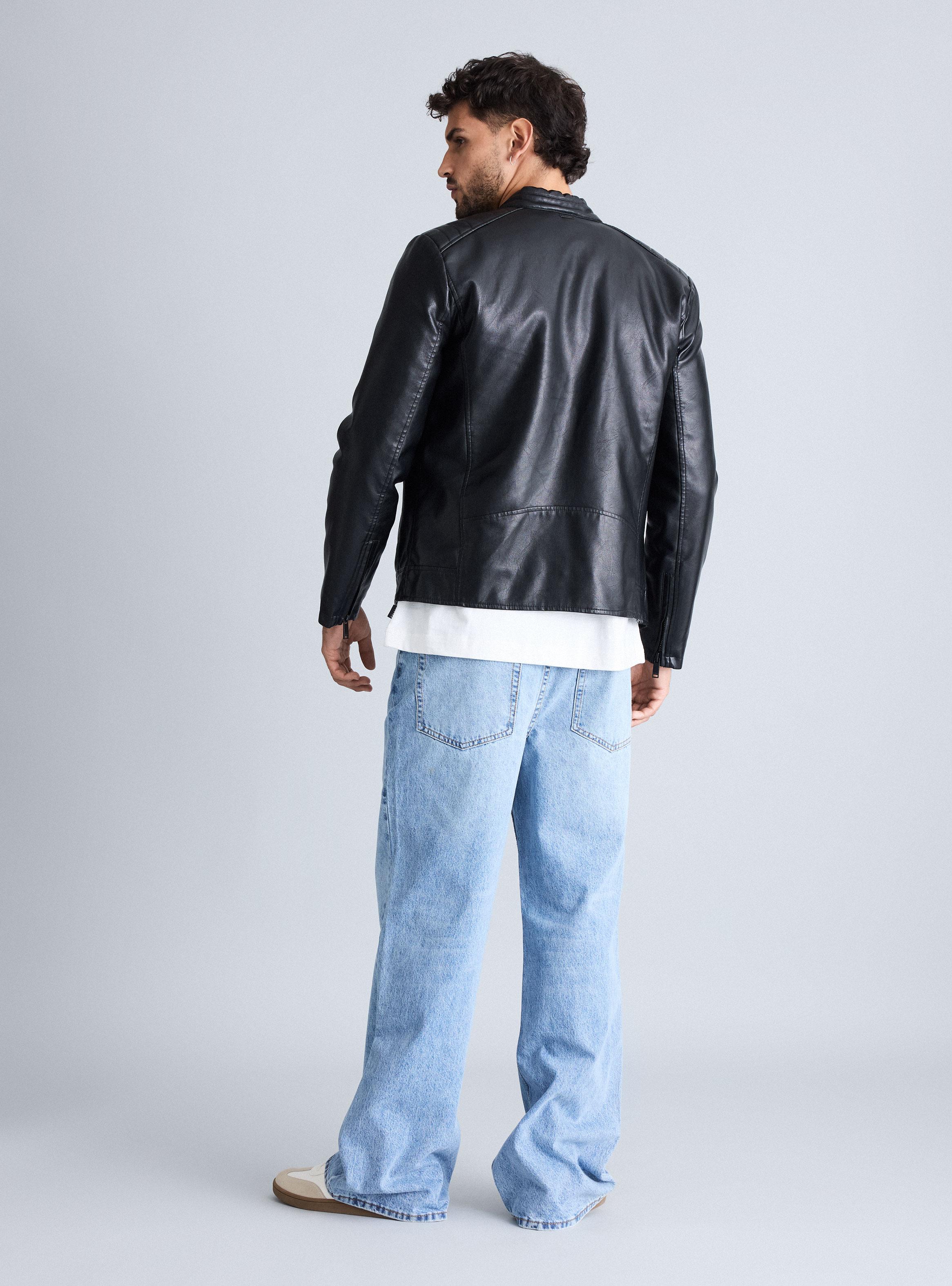 Chaqueta Cuero Sintético Liso-5