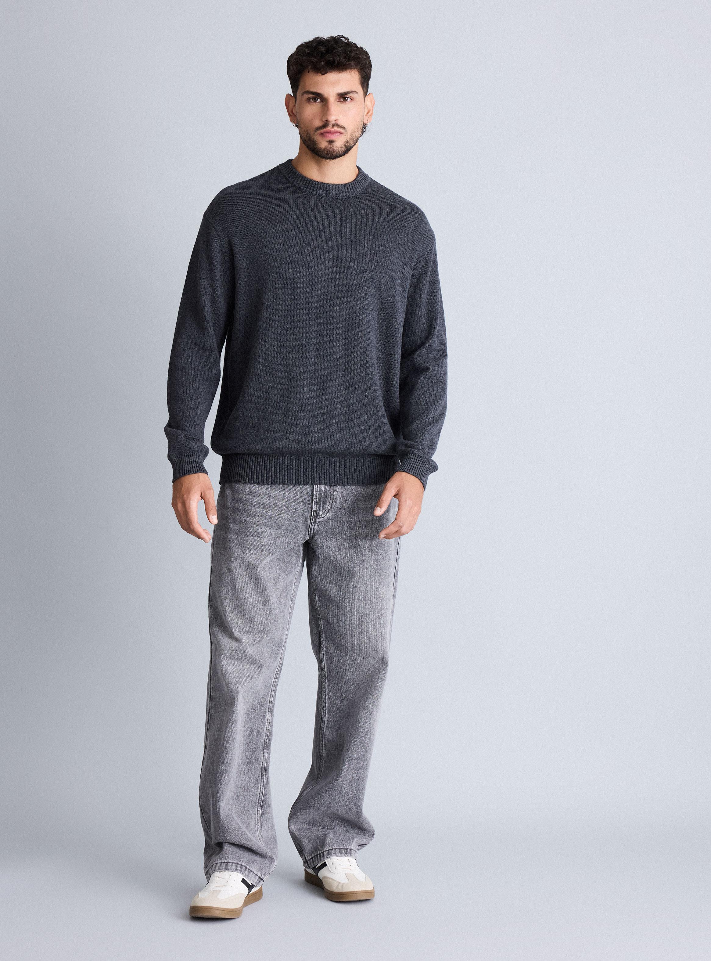 Sweater Cuello Redondo Intarsia Texto Espalda-4