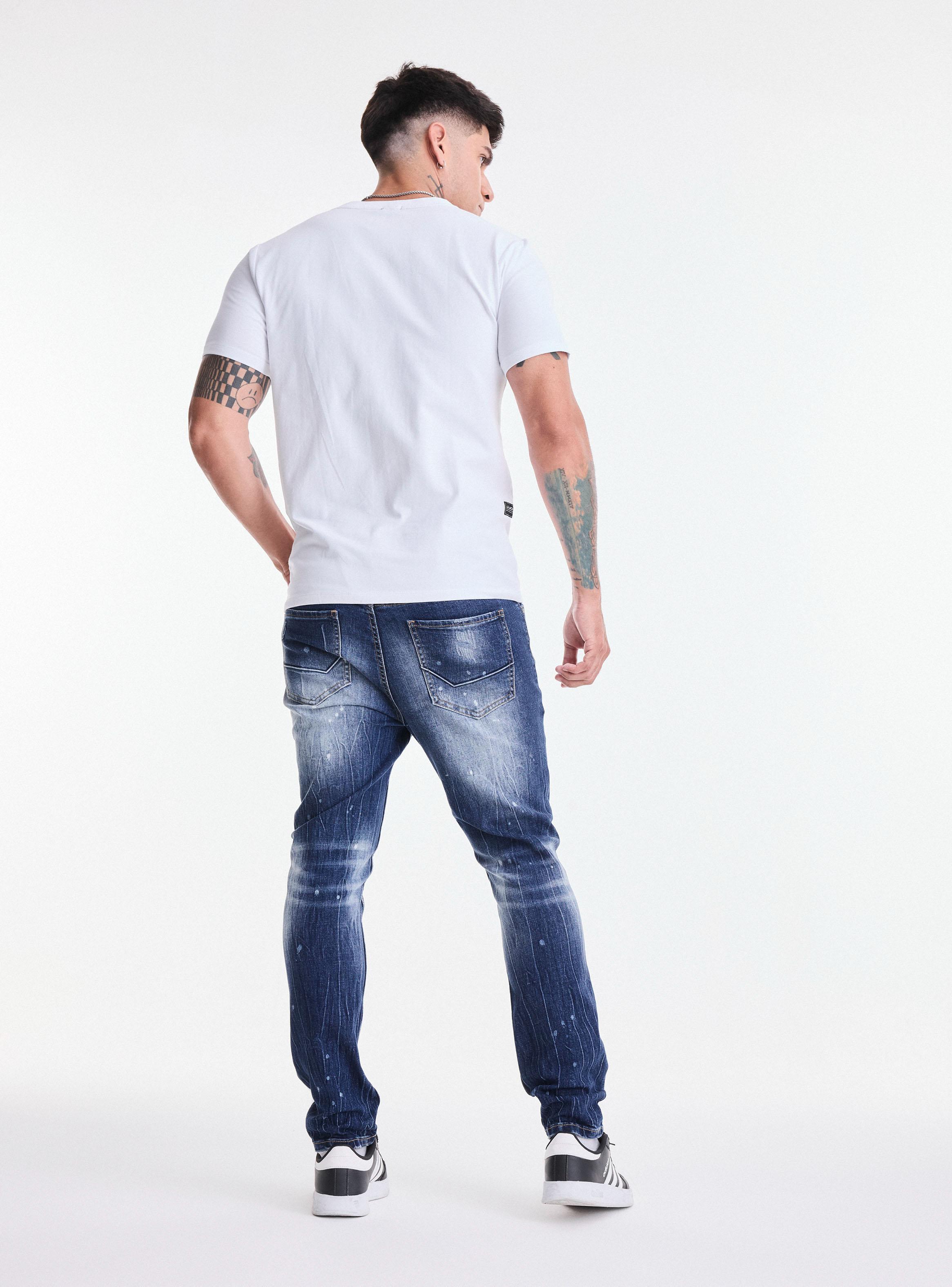 Jeans Skinny Lavado Contrastado Roturas y Manchas-5