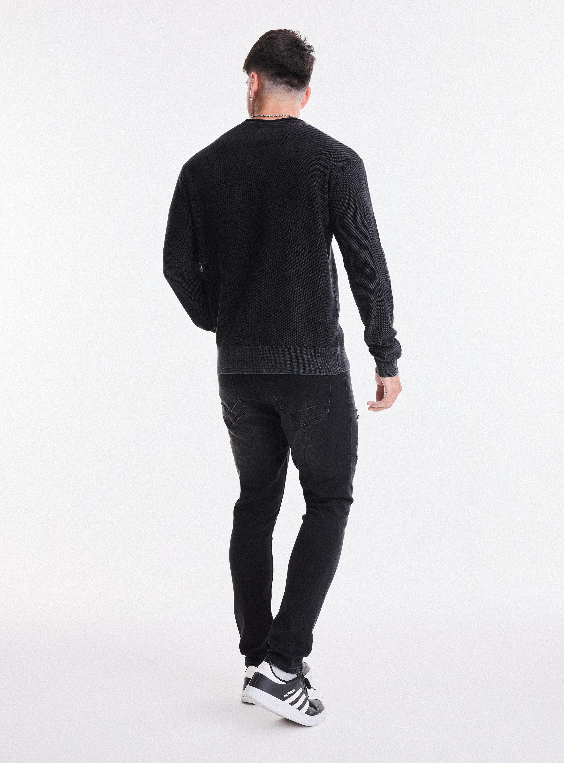 Sweater Punto Arroz Lavado Desgastado-5