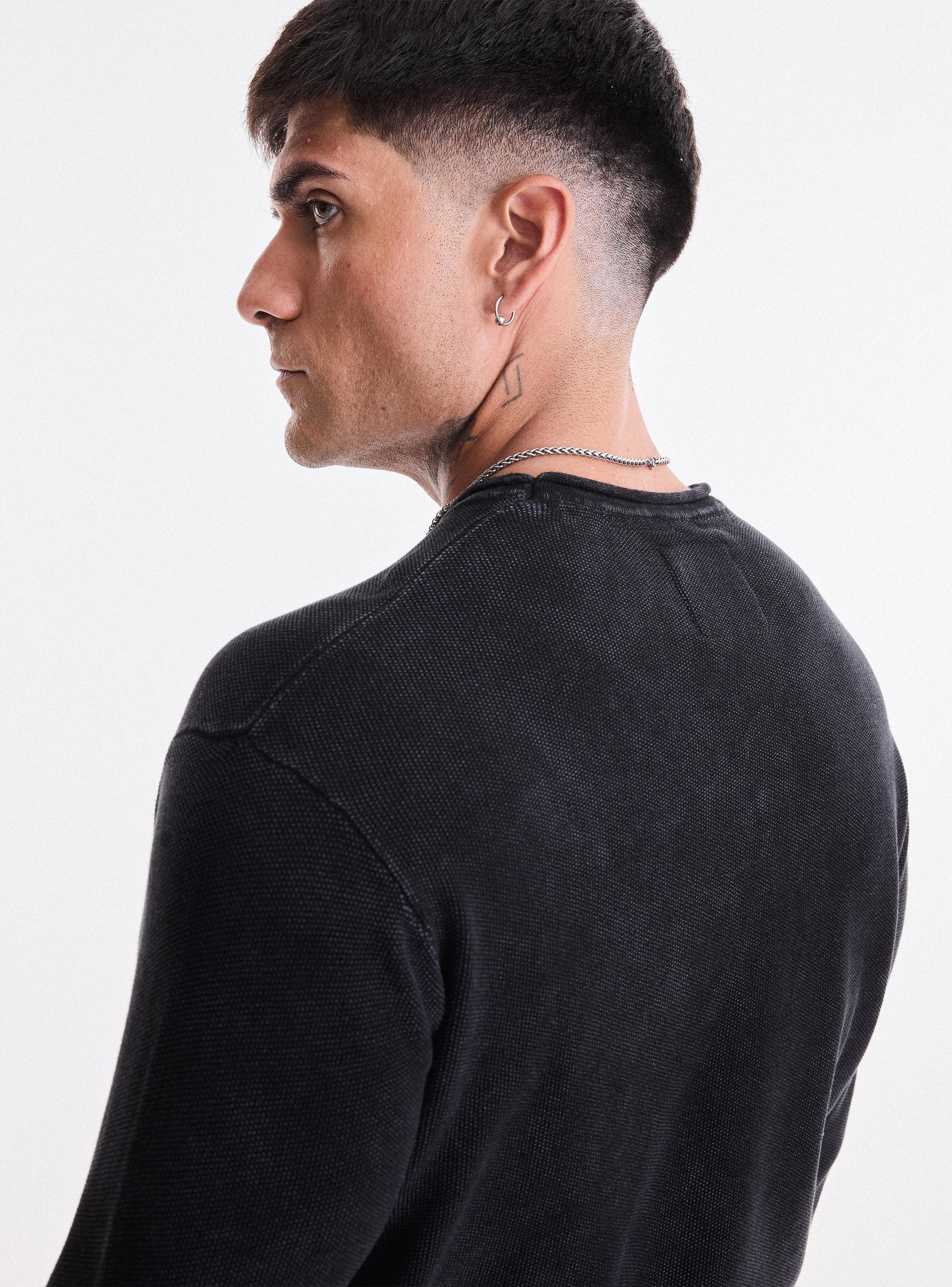 Sweater Punto Arroz Lavado Desgastado-3