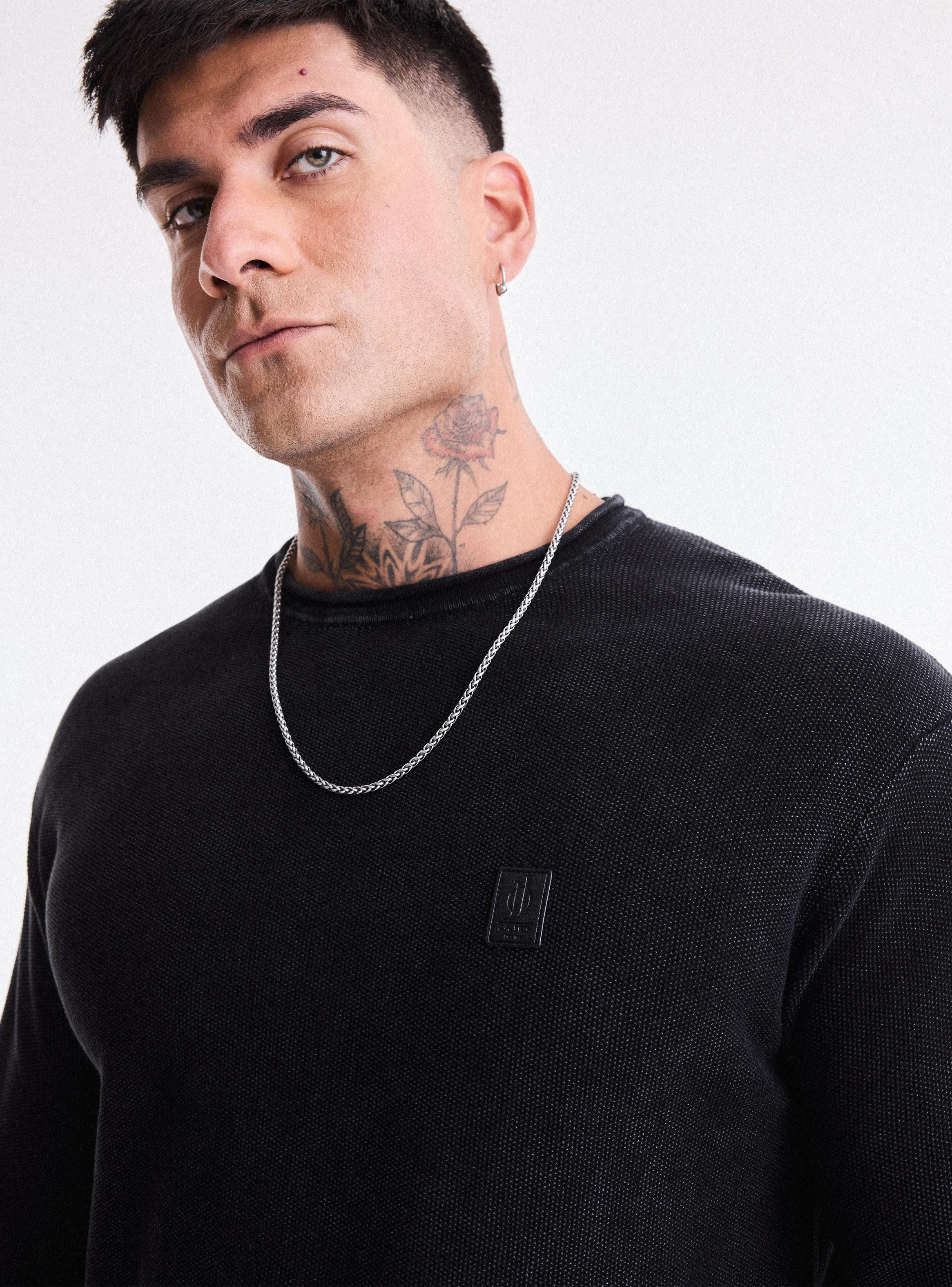 Sweater Punto Arroz Lavado Desgastado-2