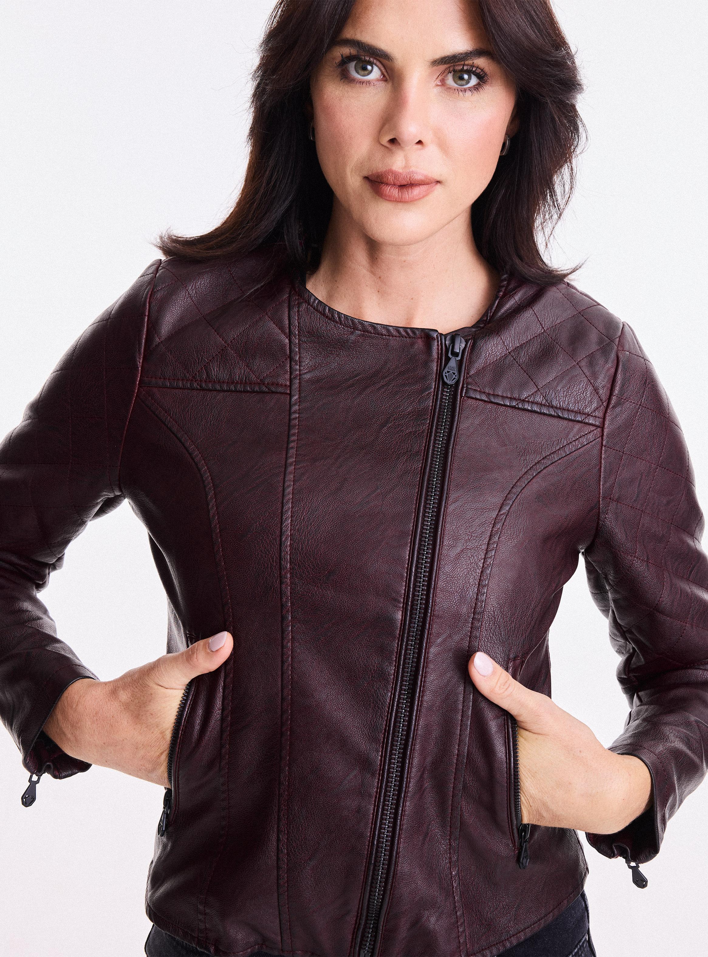 Chaqueta Simil Cuero Cierre Cruzado-3