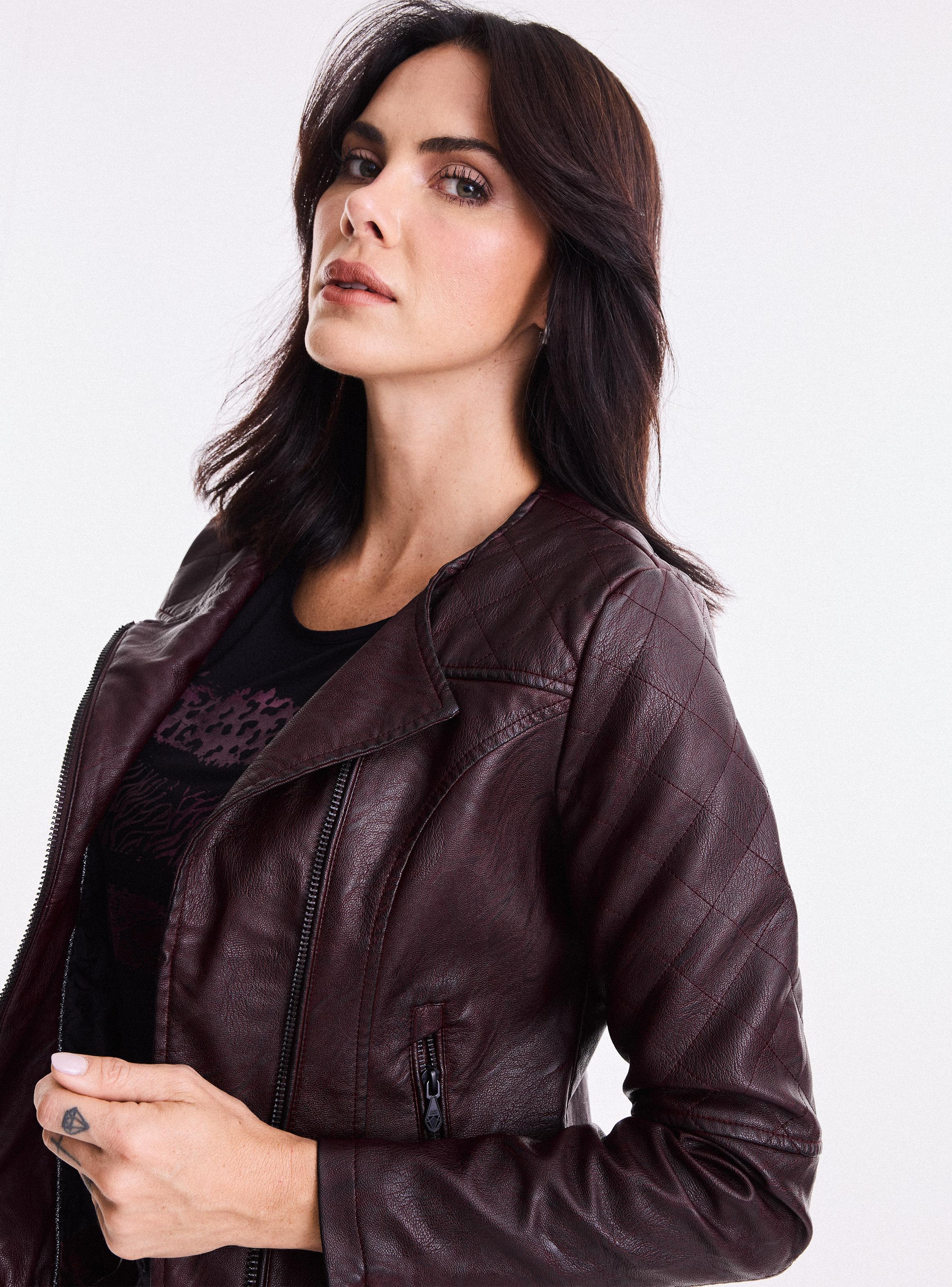 Chaqueta Simil Cuero Cierre Cruzado-2