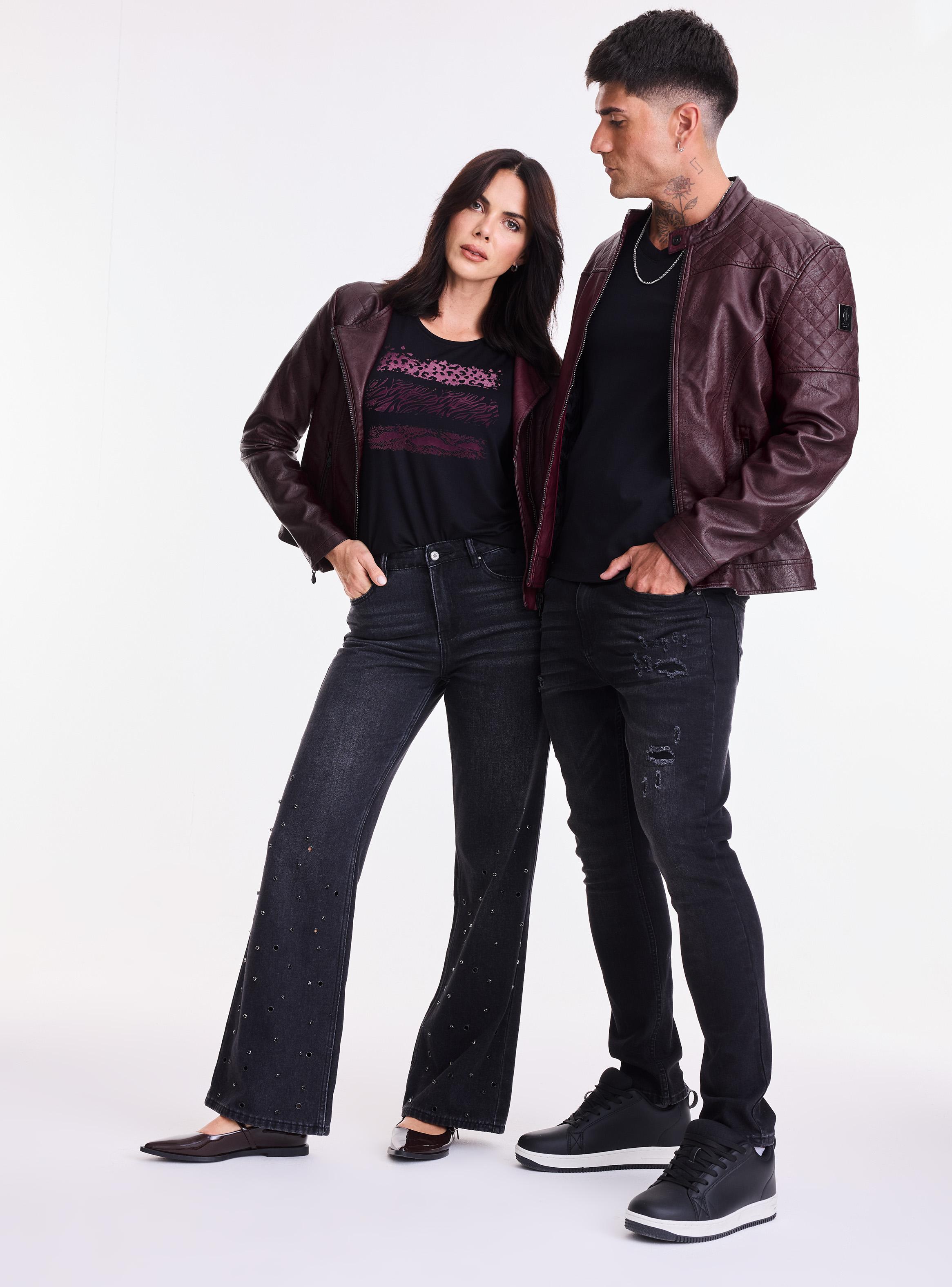 Jeans Push Up 1 Botón Aplicación Ojetillos y Brillantes-4