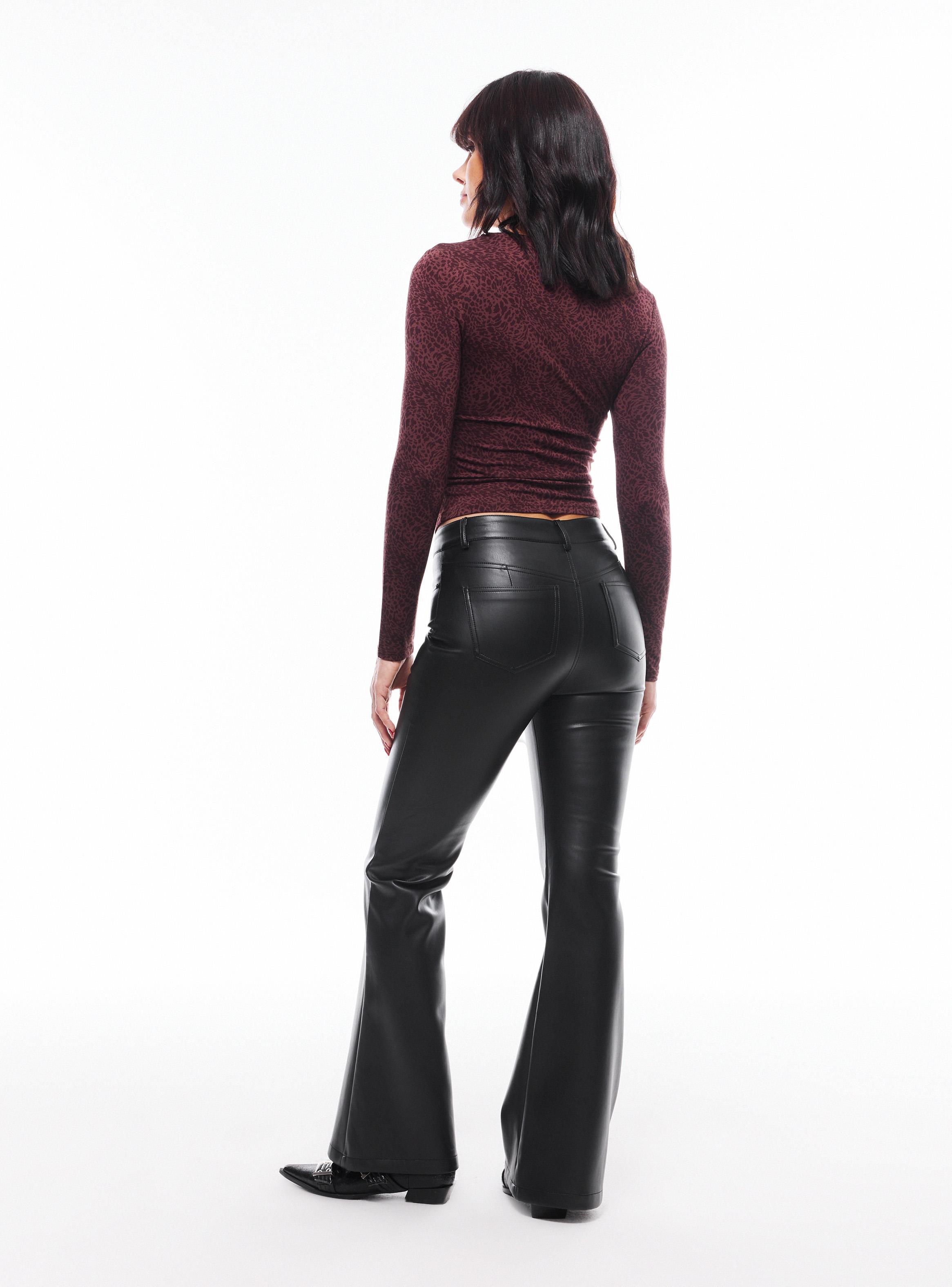 Pantalón Flare Efecto Cuero-5