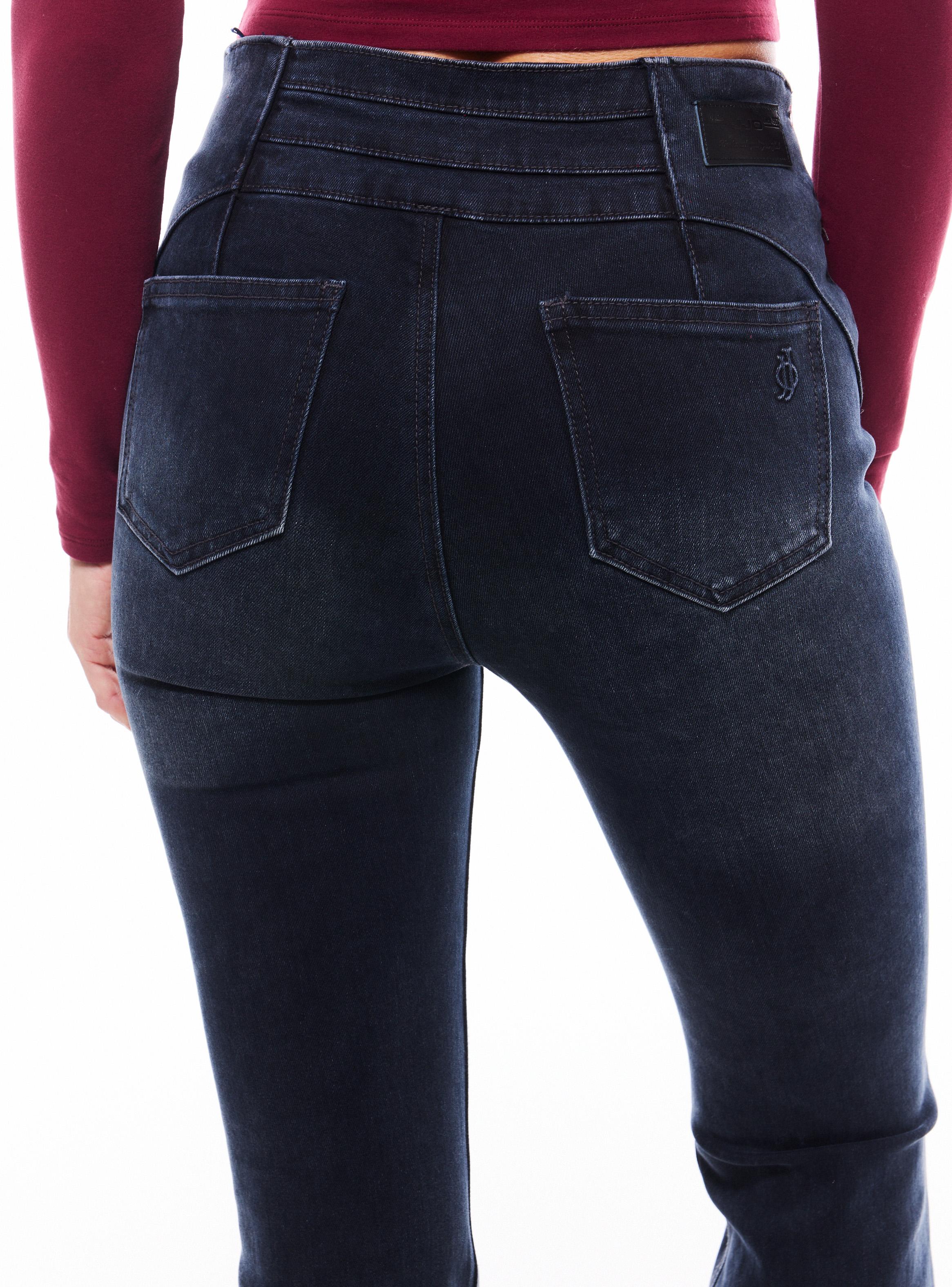 Jeans Flare Push Up con Pretina con Cortes Lavado Sulfúr-3