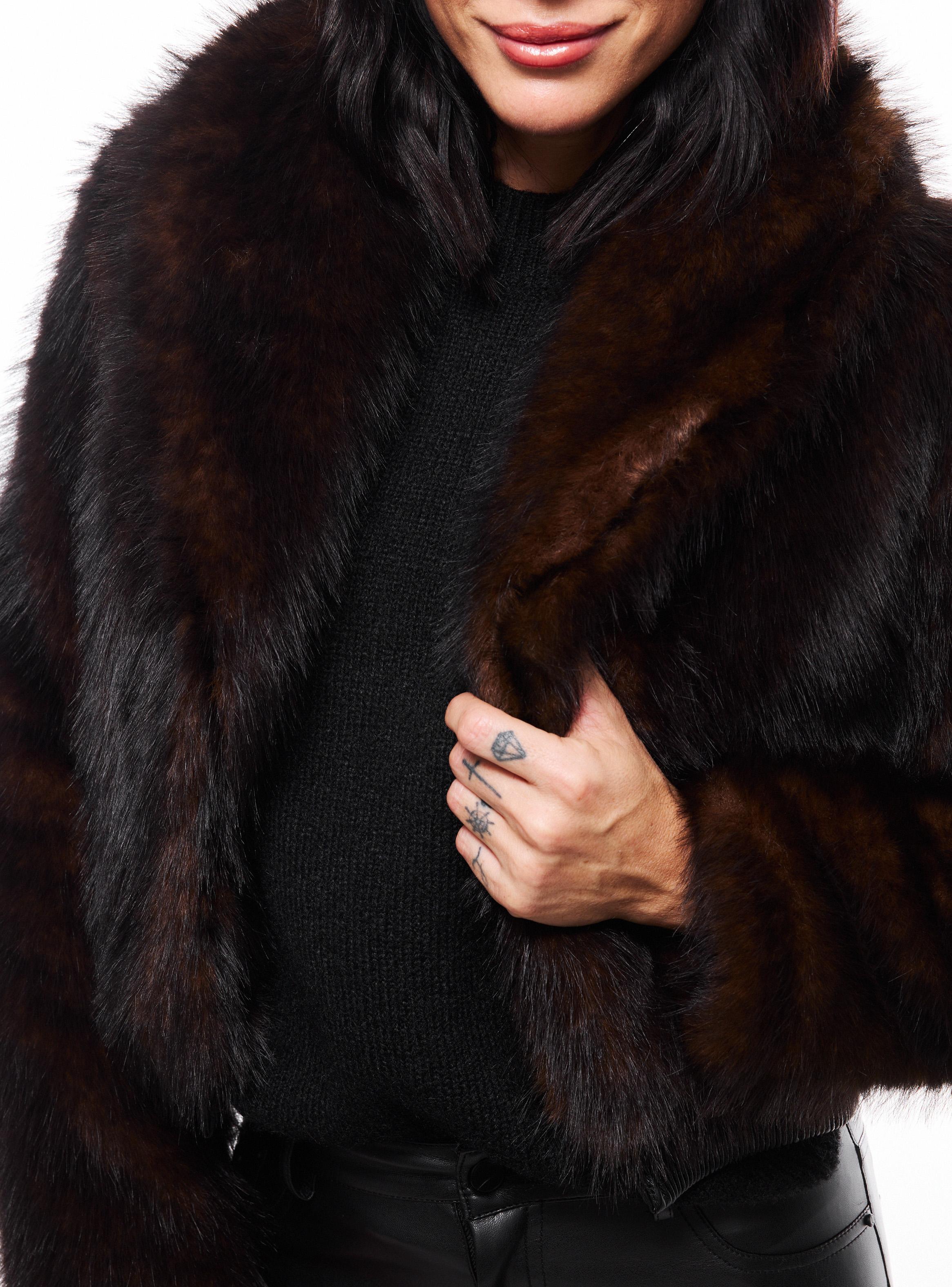 Chaqueta Piel Bicolor con Puños de Pu-3