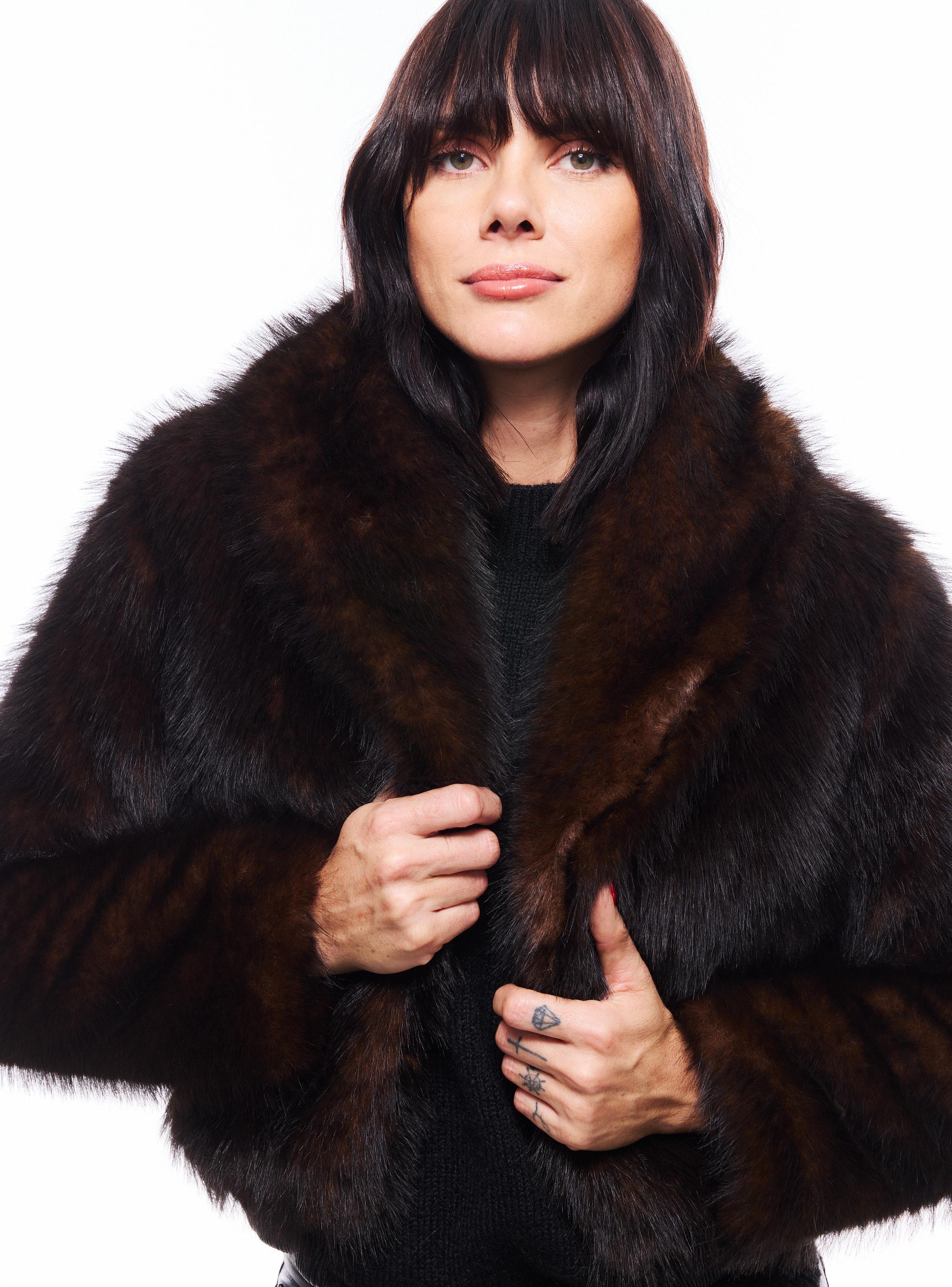 Chaqueta Piel Bicolor con Puños de Pu-2