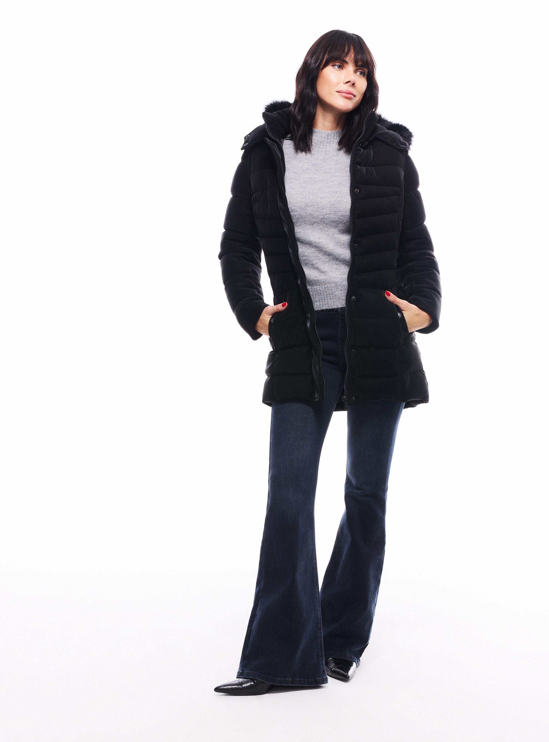 Parka Midi Efecto Piel con Gorro Desmontable-4