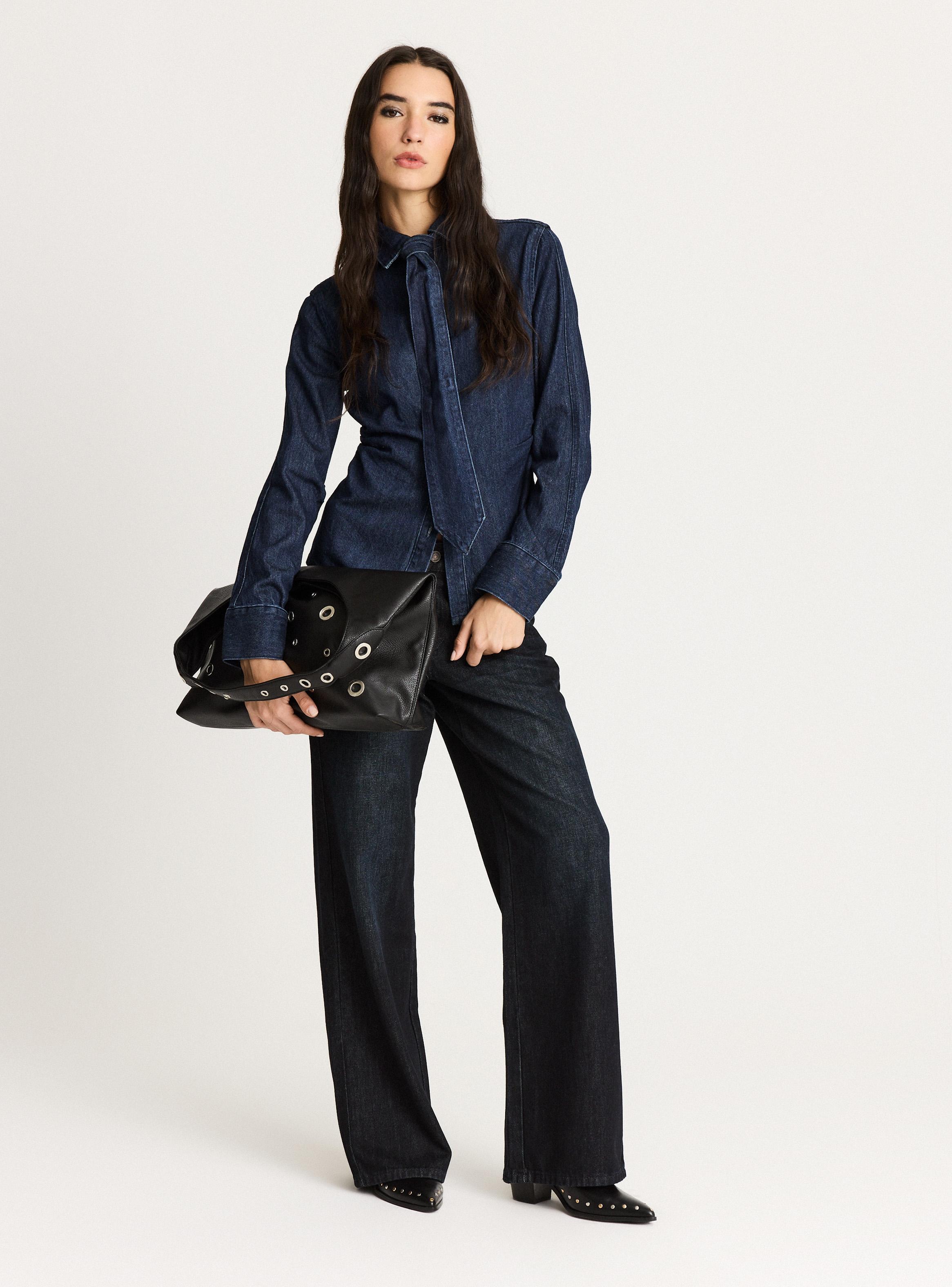 Blusa Camisa Denim Corbata-4