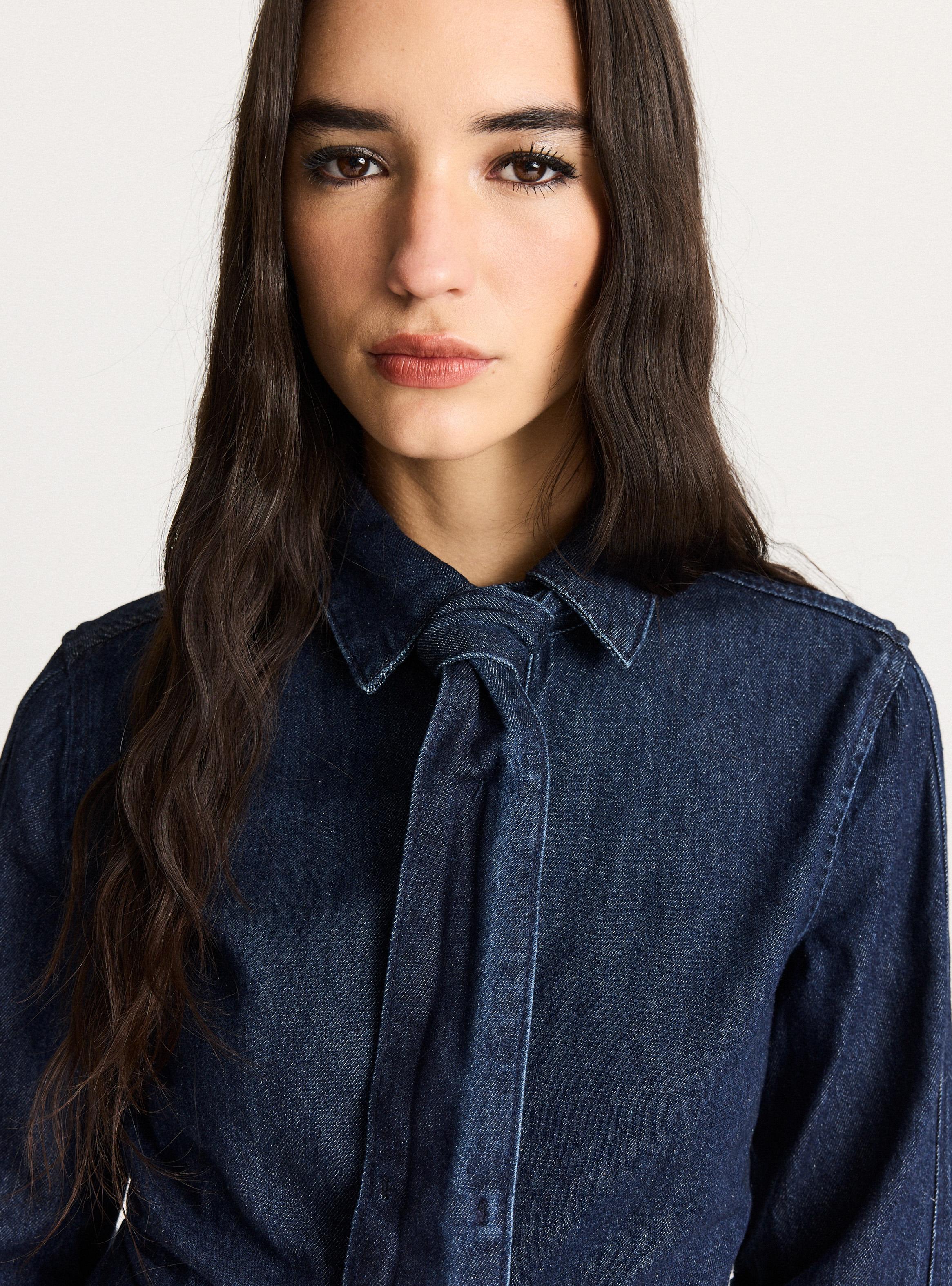 Blusa Camisa Denim Corbata-2