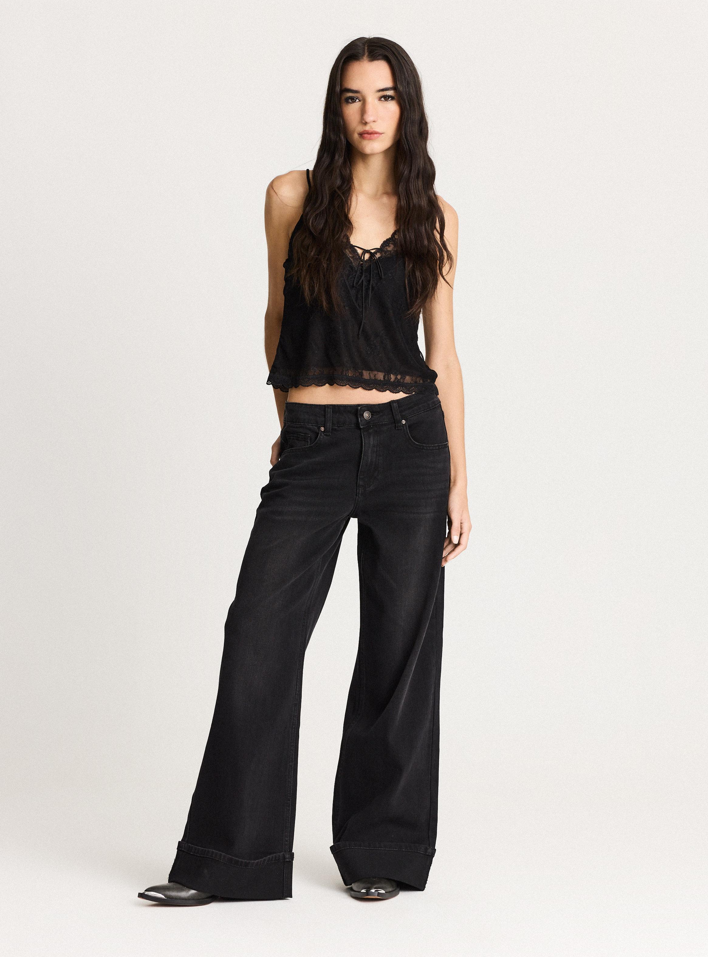 Jeans Wide Leg Tiro Medio-4