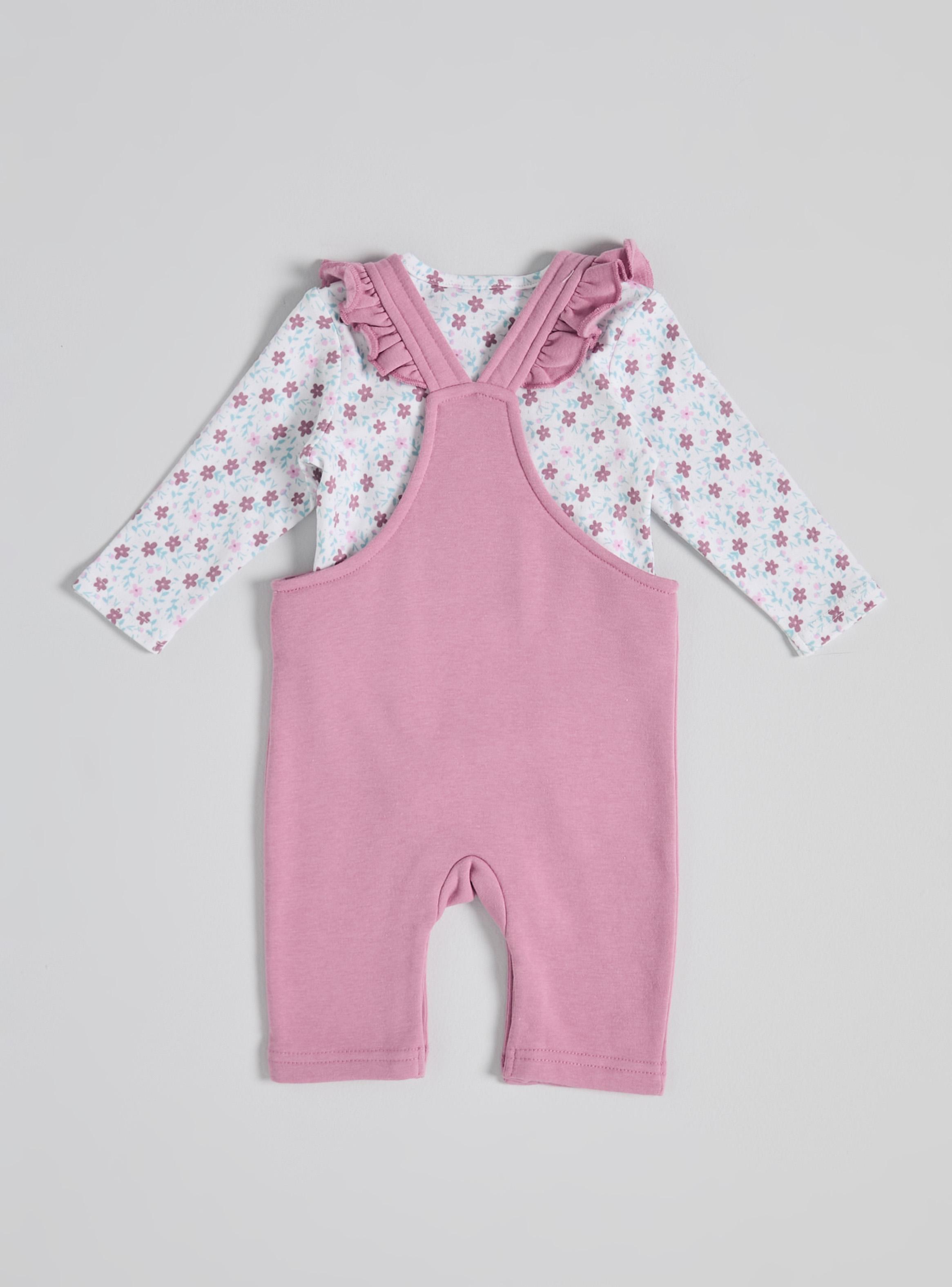 Conjunto Jardinera Vuelos y Body estampado-2