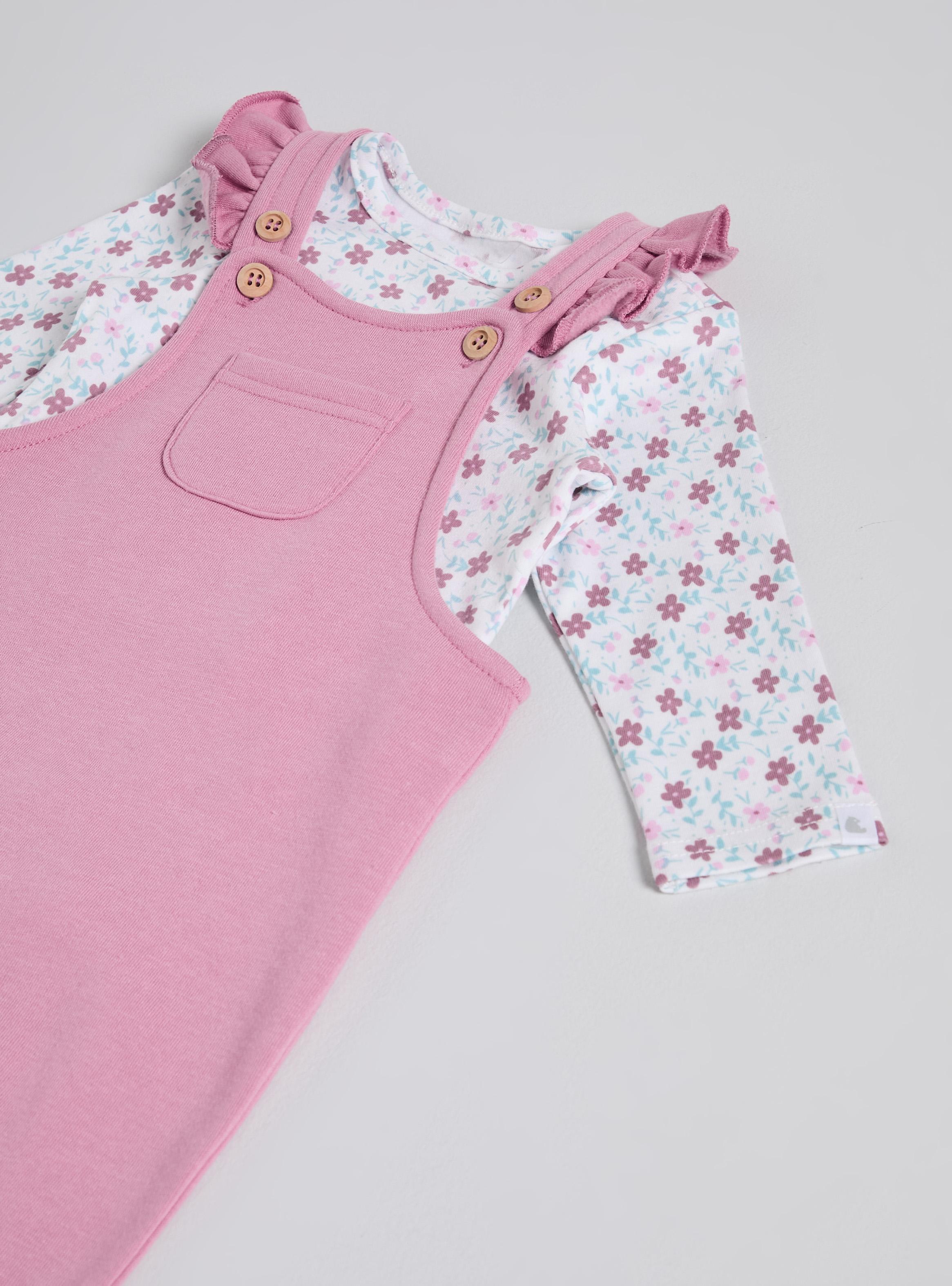 Conjunto Jardinera Vuelos y Body estampado-3