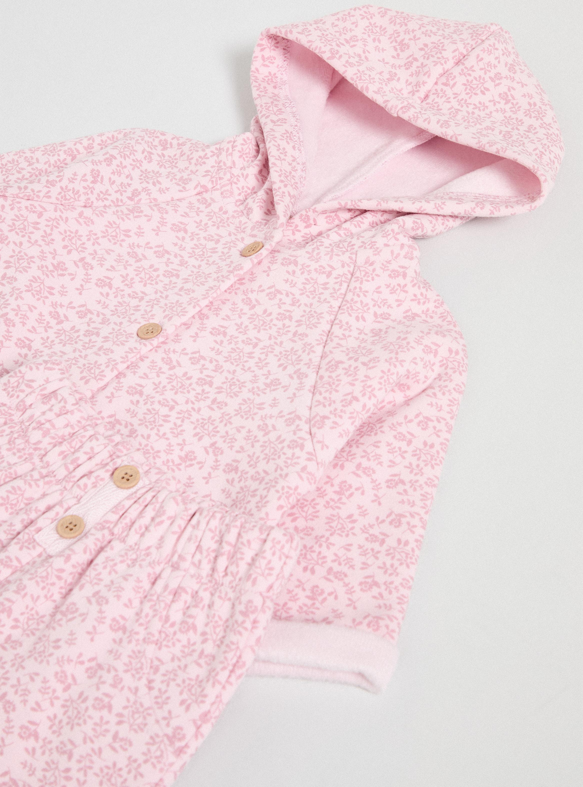 Conjunto Floral con Capucha y Botones-3