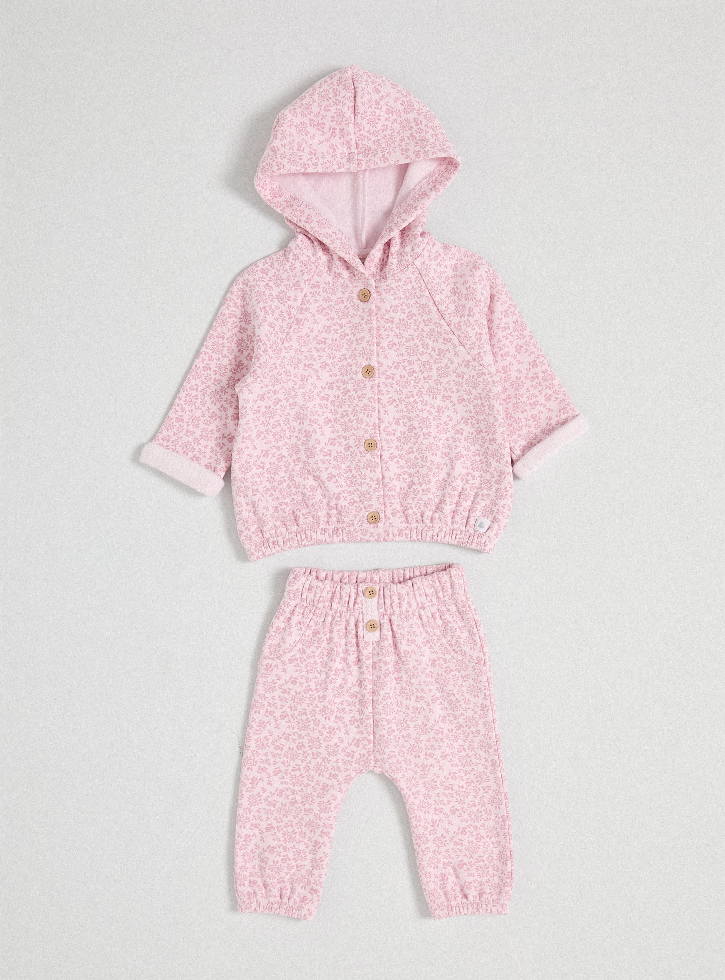 Conjunto Floral con Capucha y Botones-0