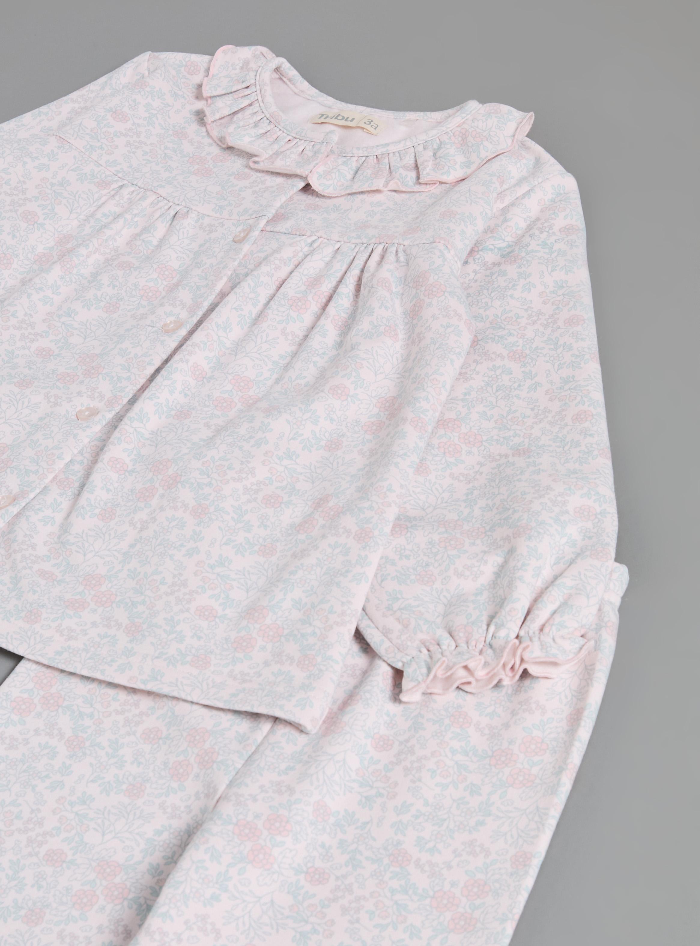 Pijama Cuello Bobo con Botones y Estampado Femenino-3