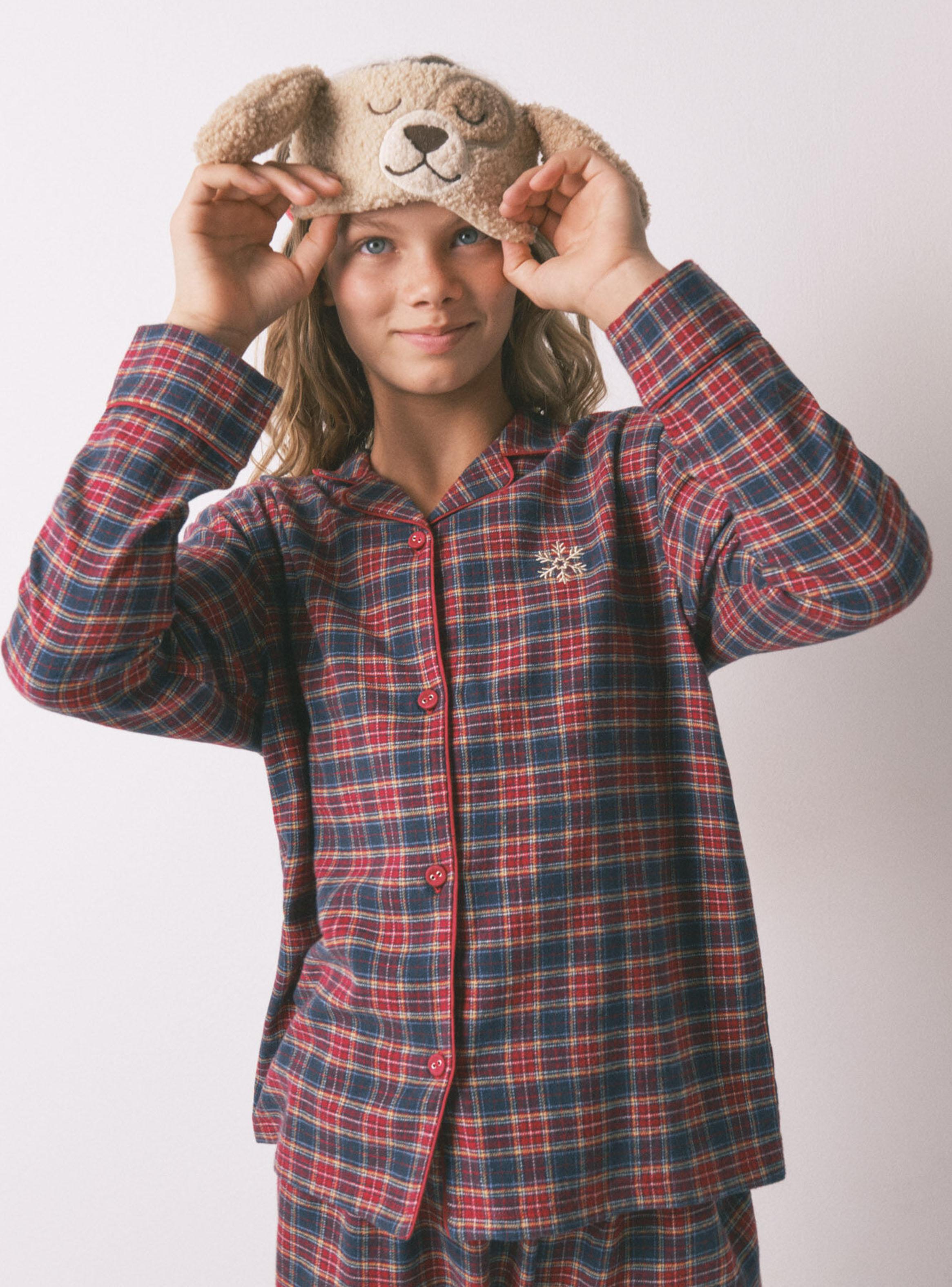 Pijama Infantil Camisero Cuadros Algodón-2